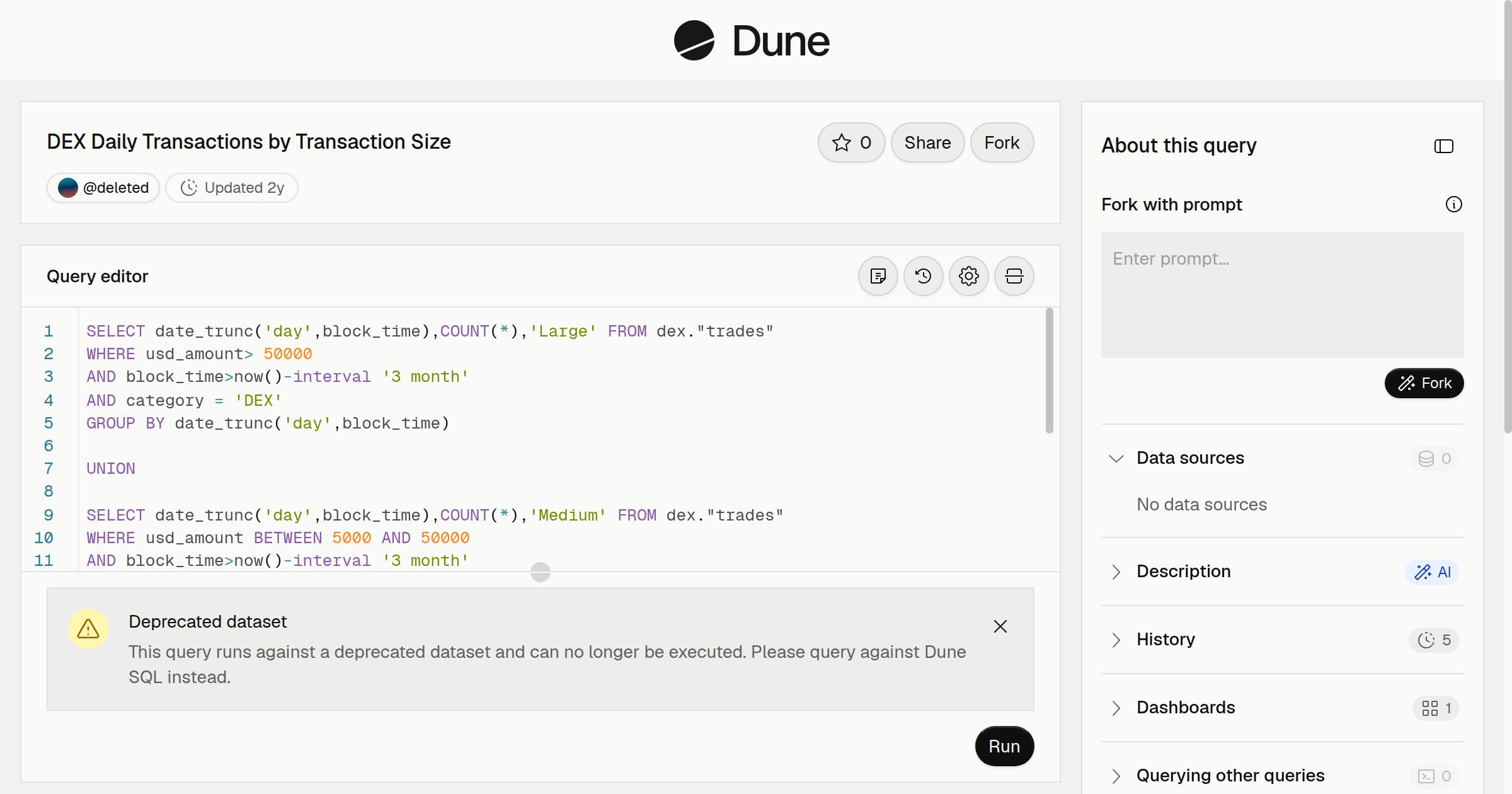 DEX Daily Transactions by Transaction Size | Dune