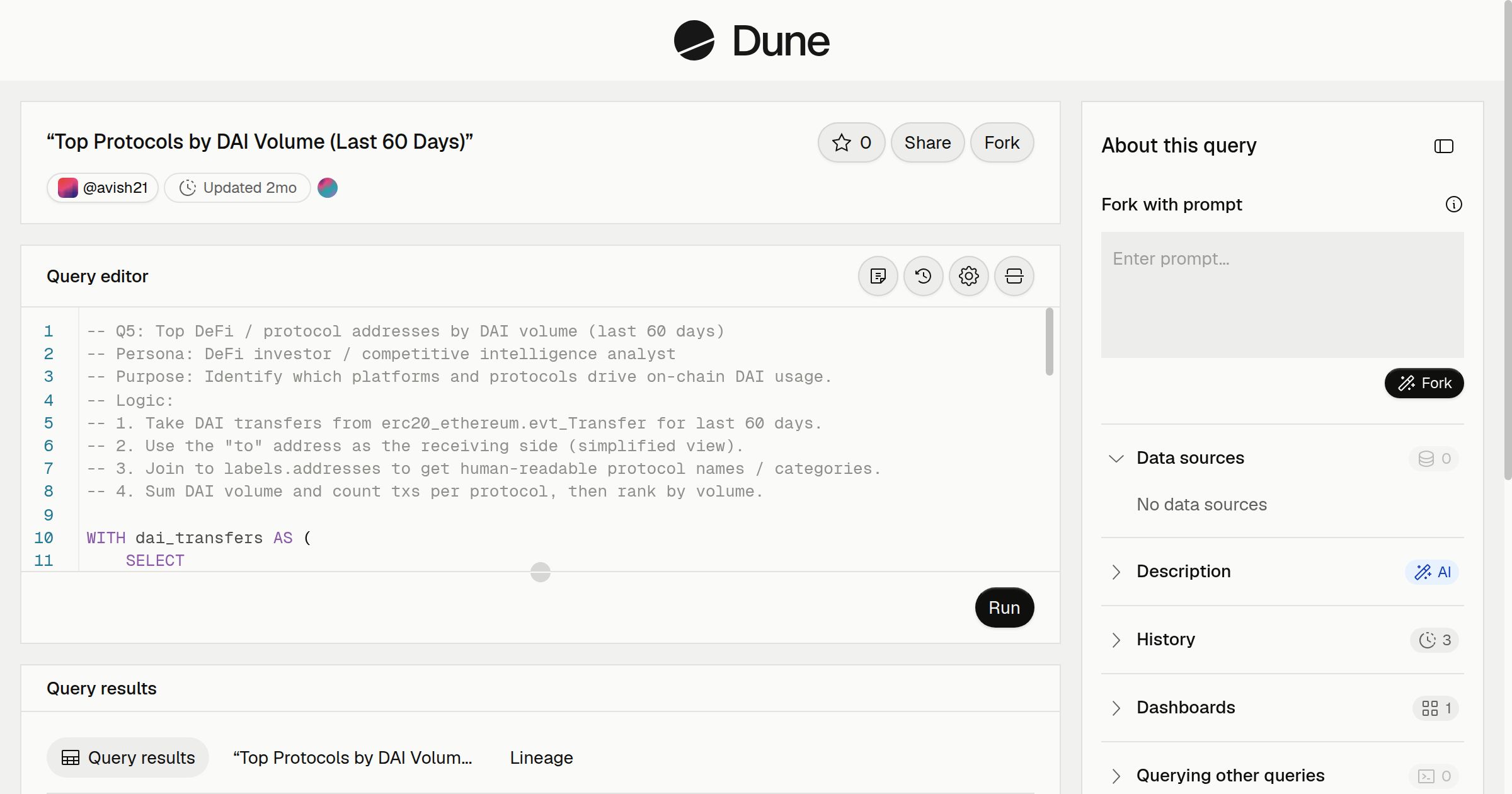 “Top Protocols by DAI Volume (Last 60 Days)” | Dune