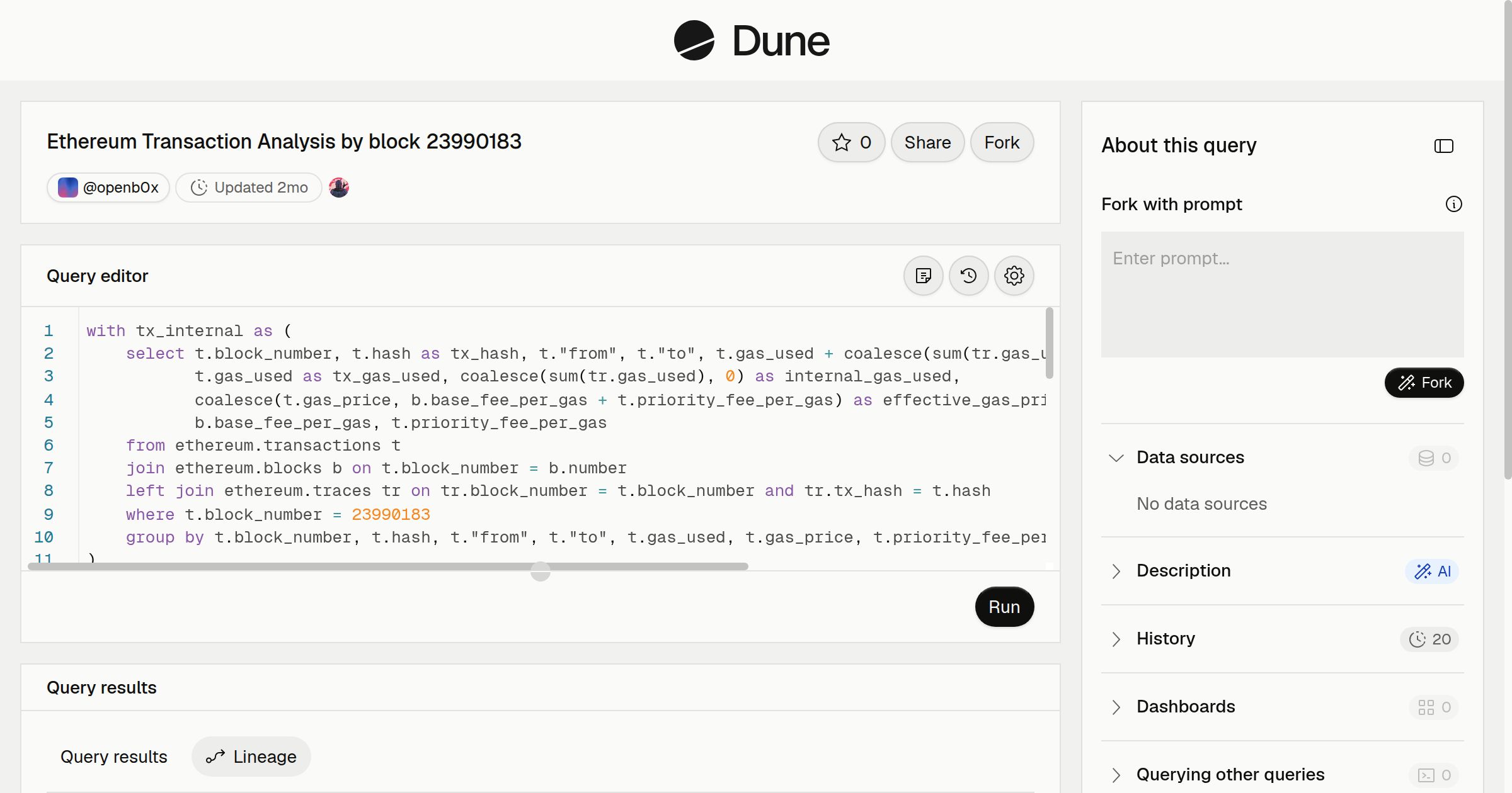 Ethereum Transaction Analysis by block 23990183 | Dune