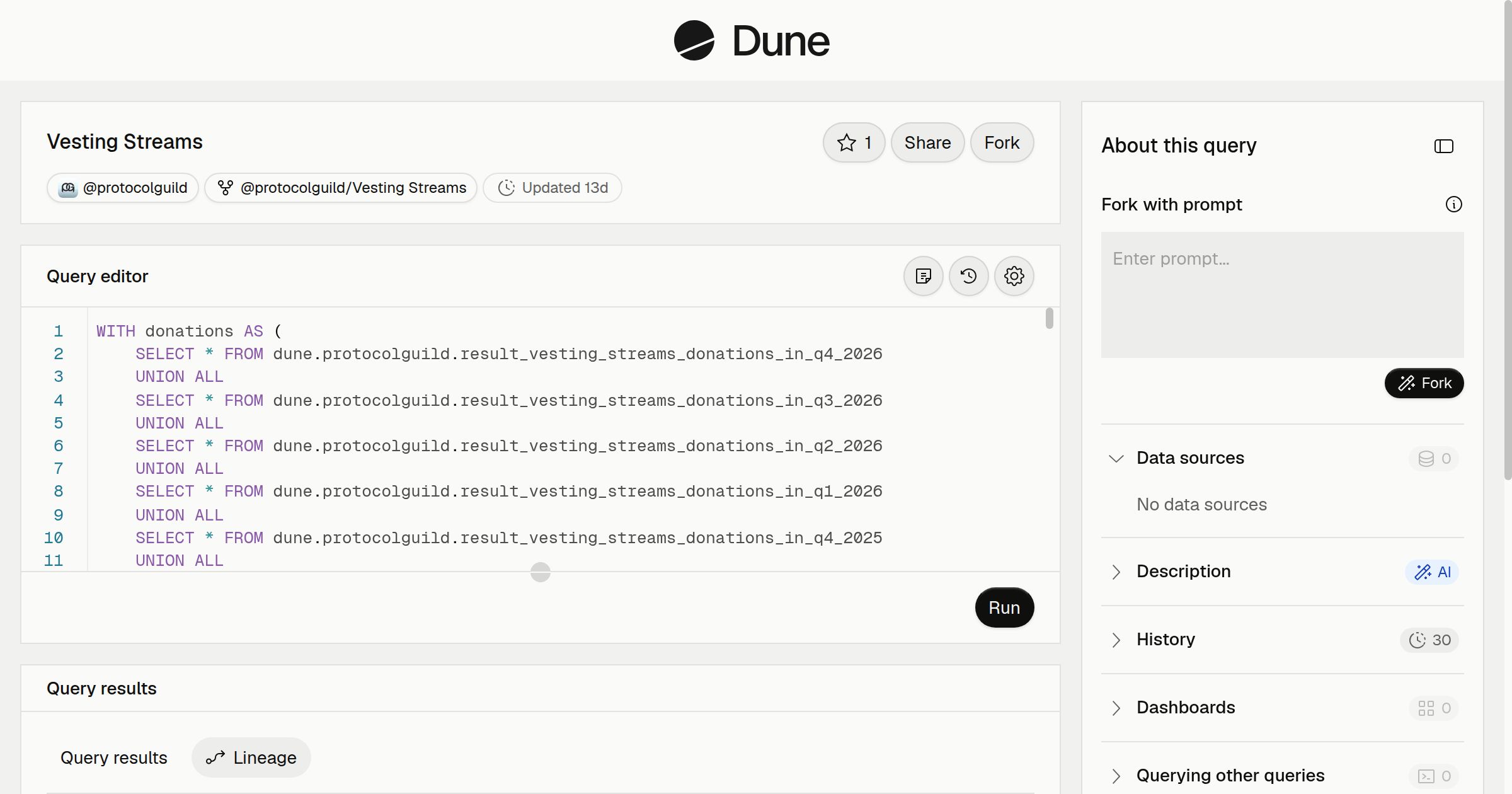 Vesting Streams | Dune