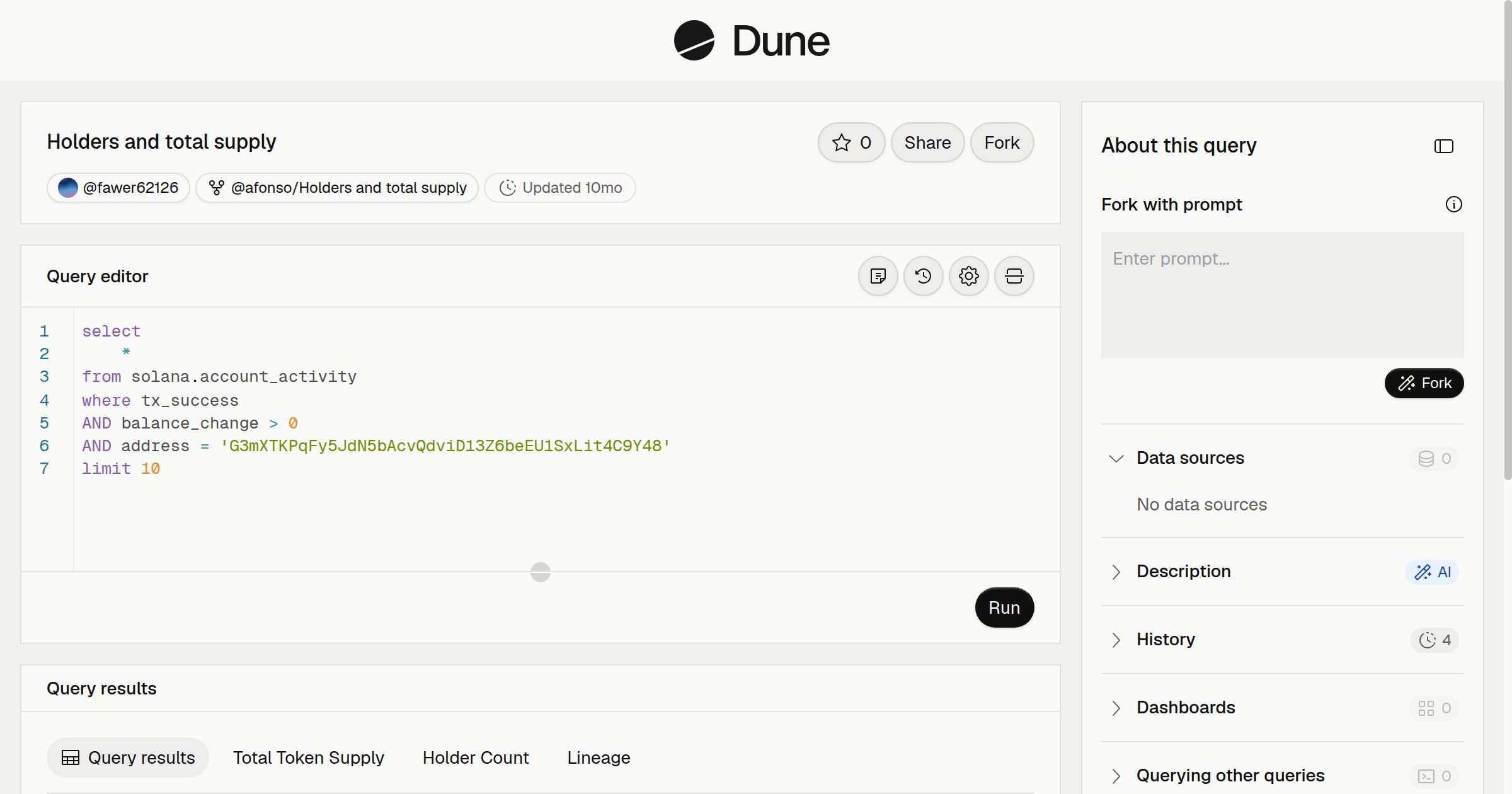 Holders and total supply | Dune