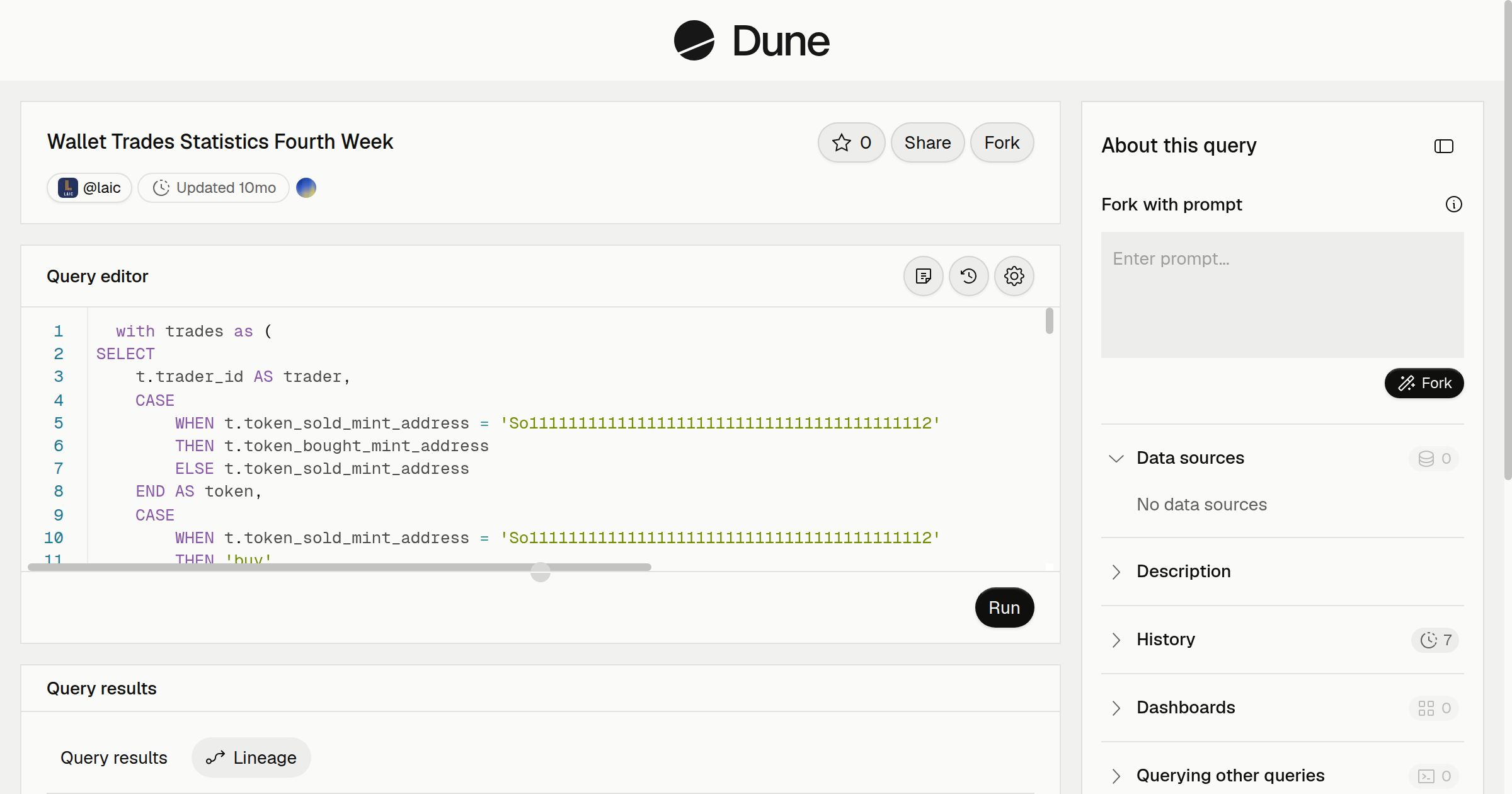Wallet Trades Statistics Fourth Week | Dune