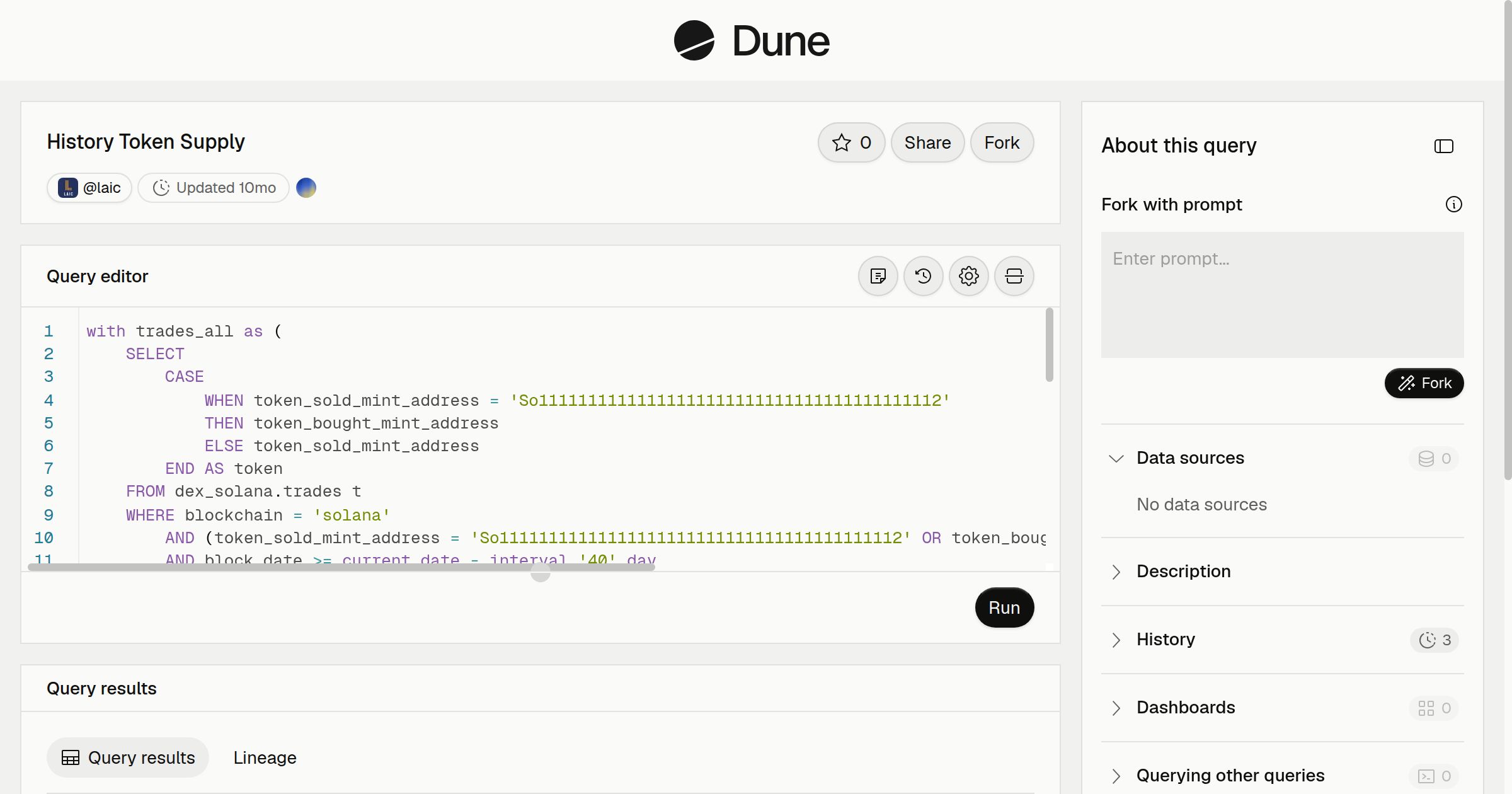 History Token Supply | Dune