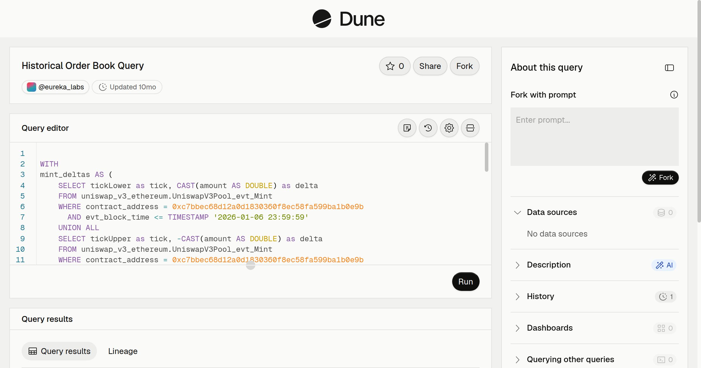 Historical Order Book Query | Dune