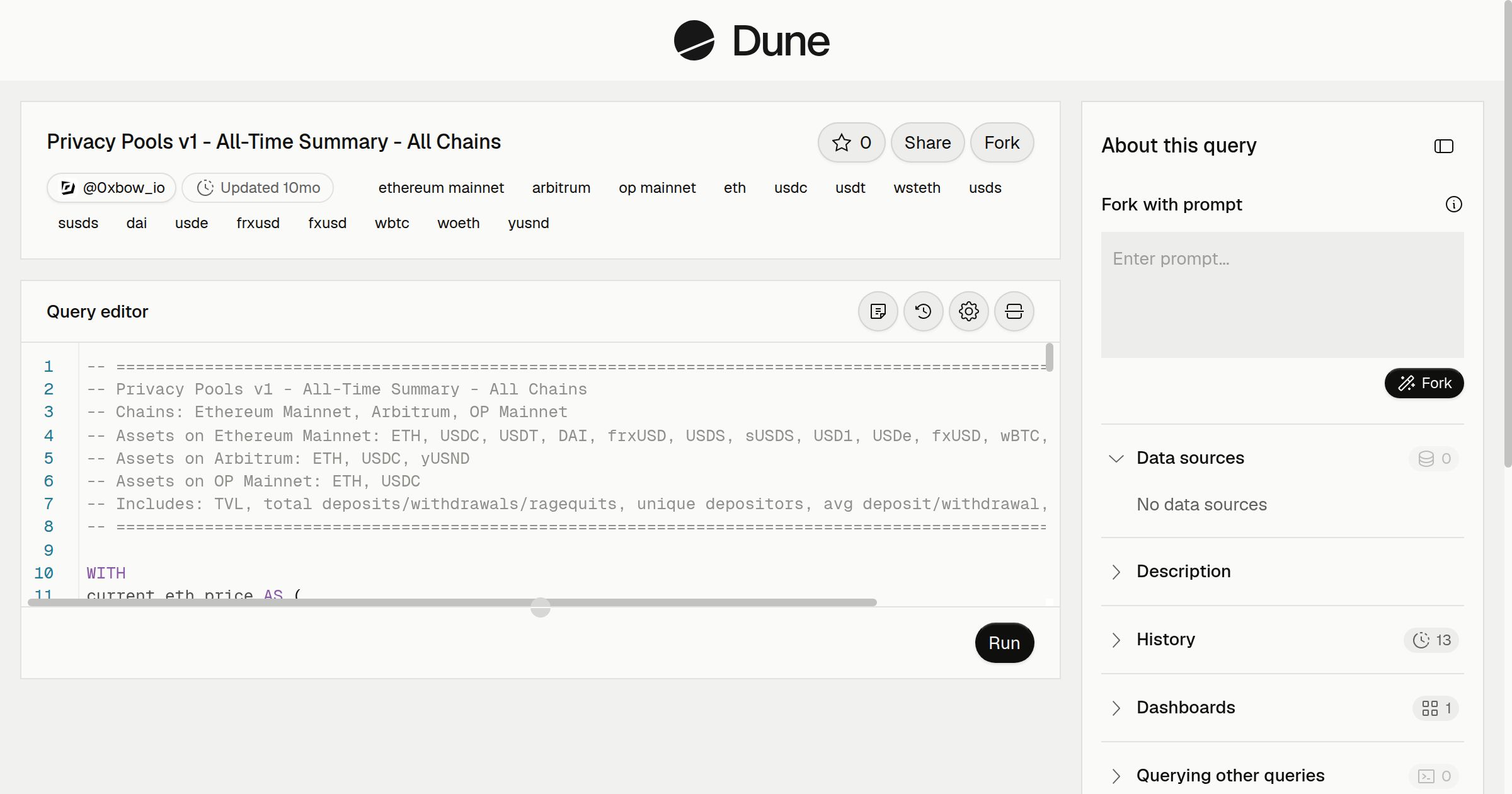 Privacy Pools v1 - All-Time Summary - All Chains | Dune