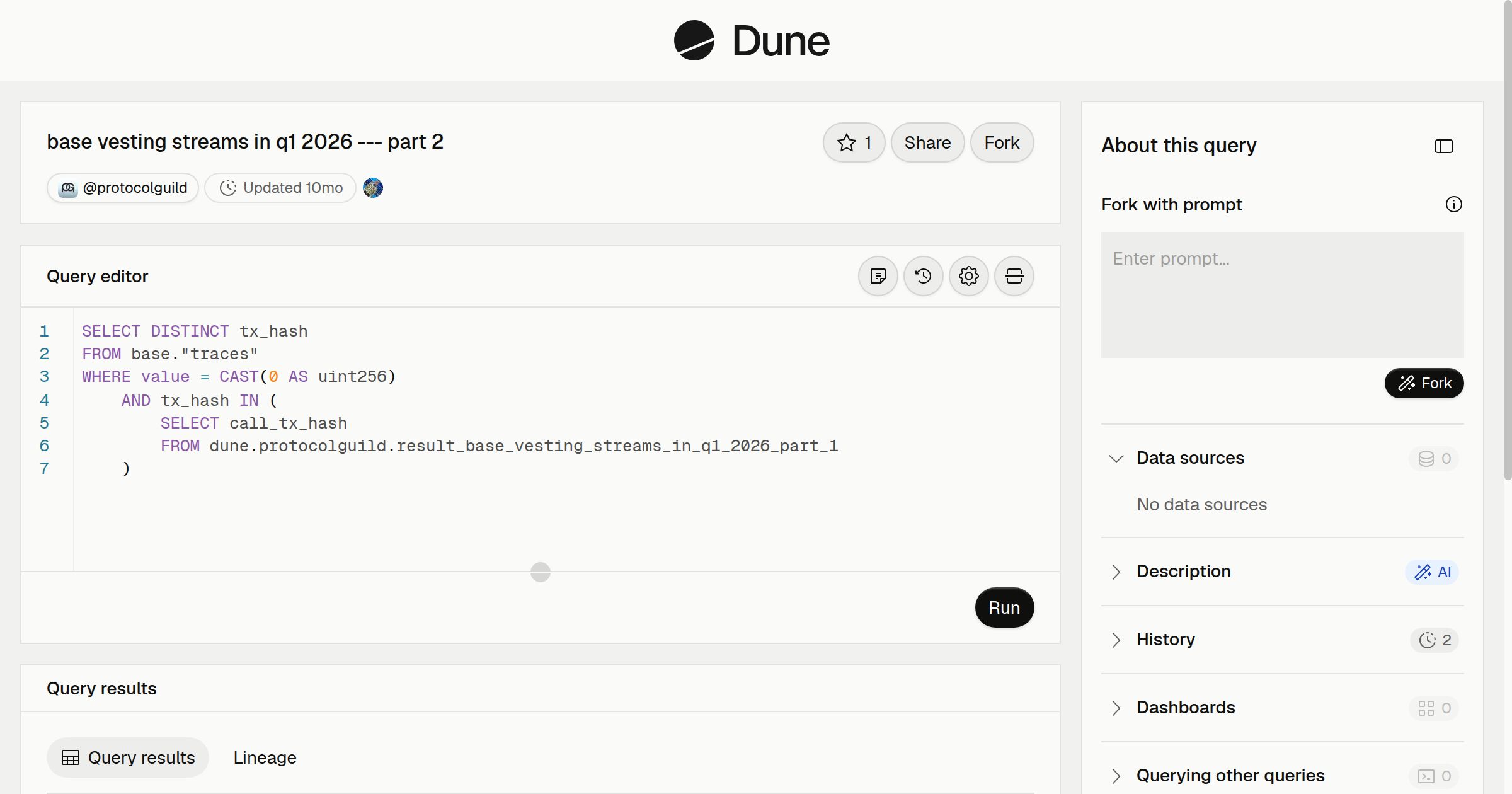 base vesting streams in q1 2026 --- part 2 | Dune
