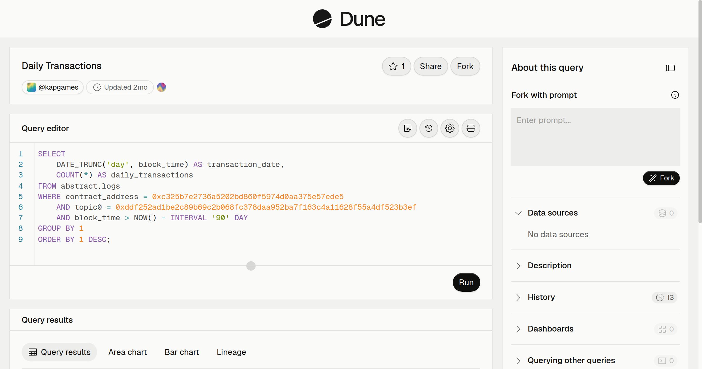 Daily Transactions | Dune