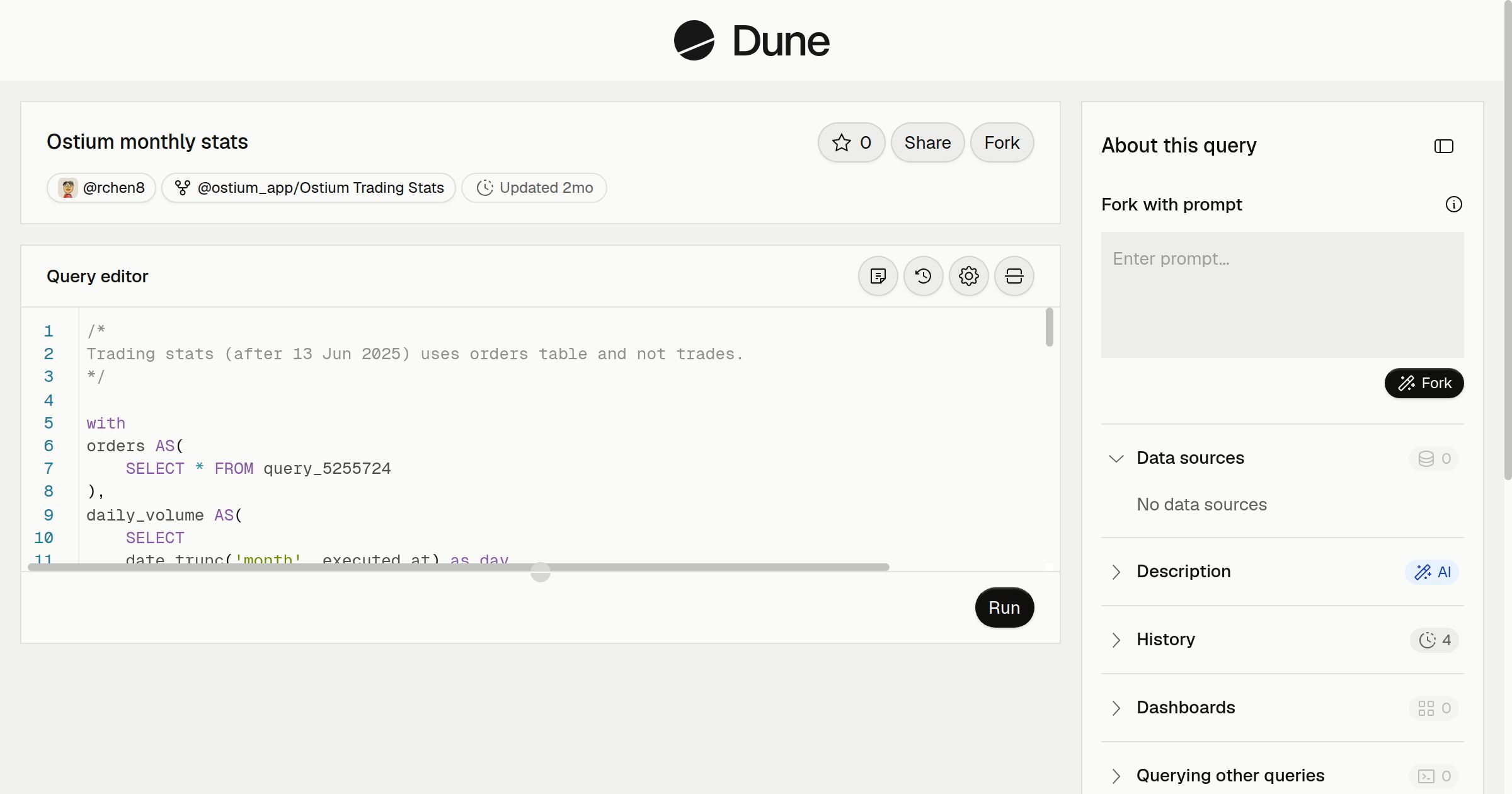 Ostium monthly stats | Dune