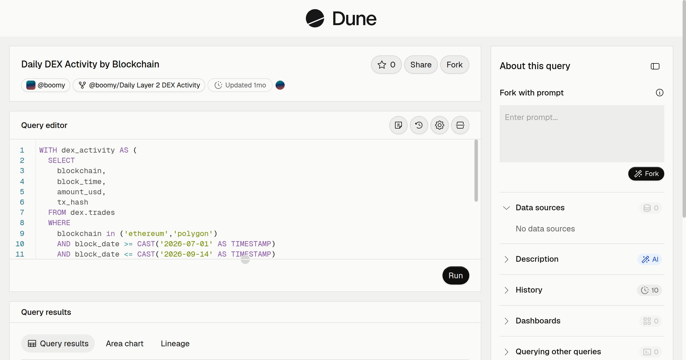 Daily DEX Activity by Blockchain | Dune