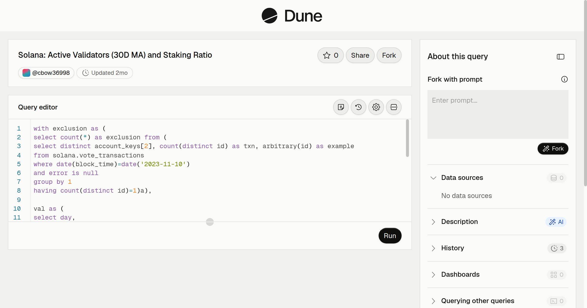 Solana: Active Validators (30D MA) and Staking Ratio | Dune