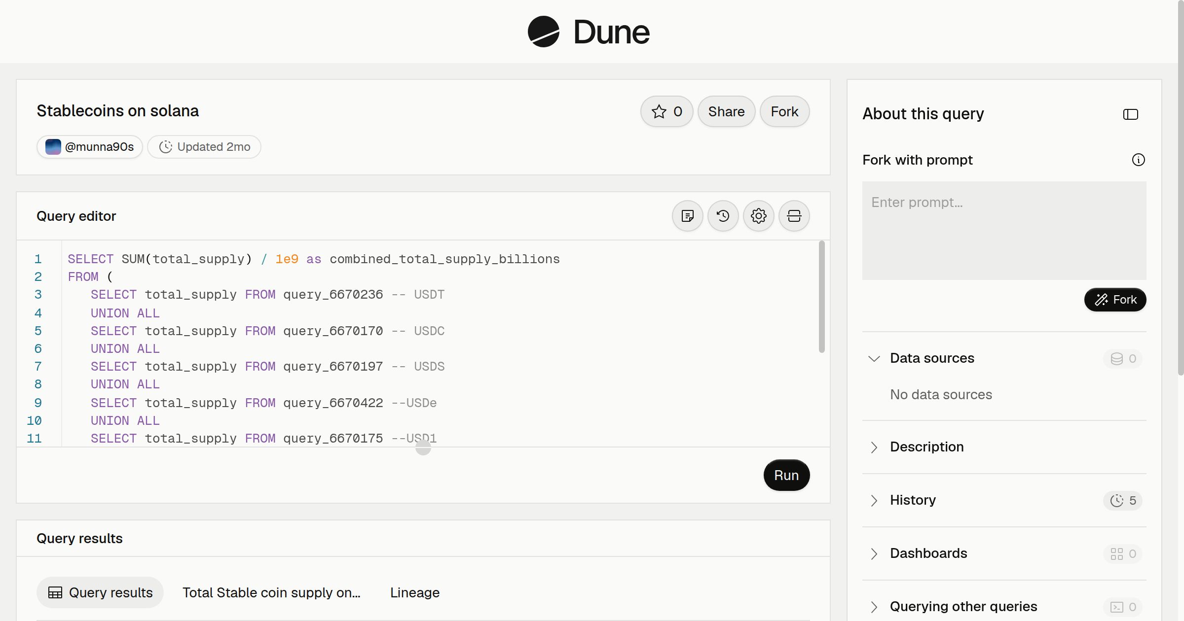 Stablecoins on solana | Dune