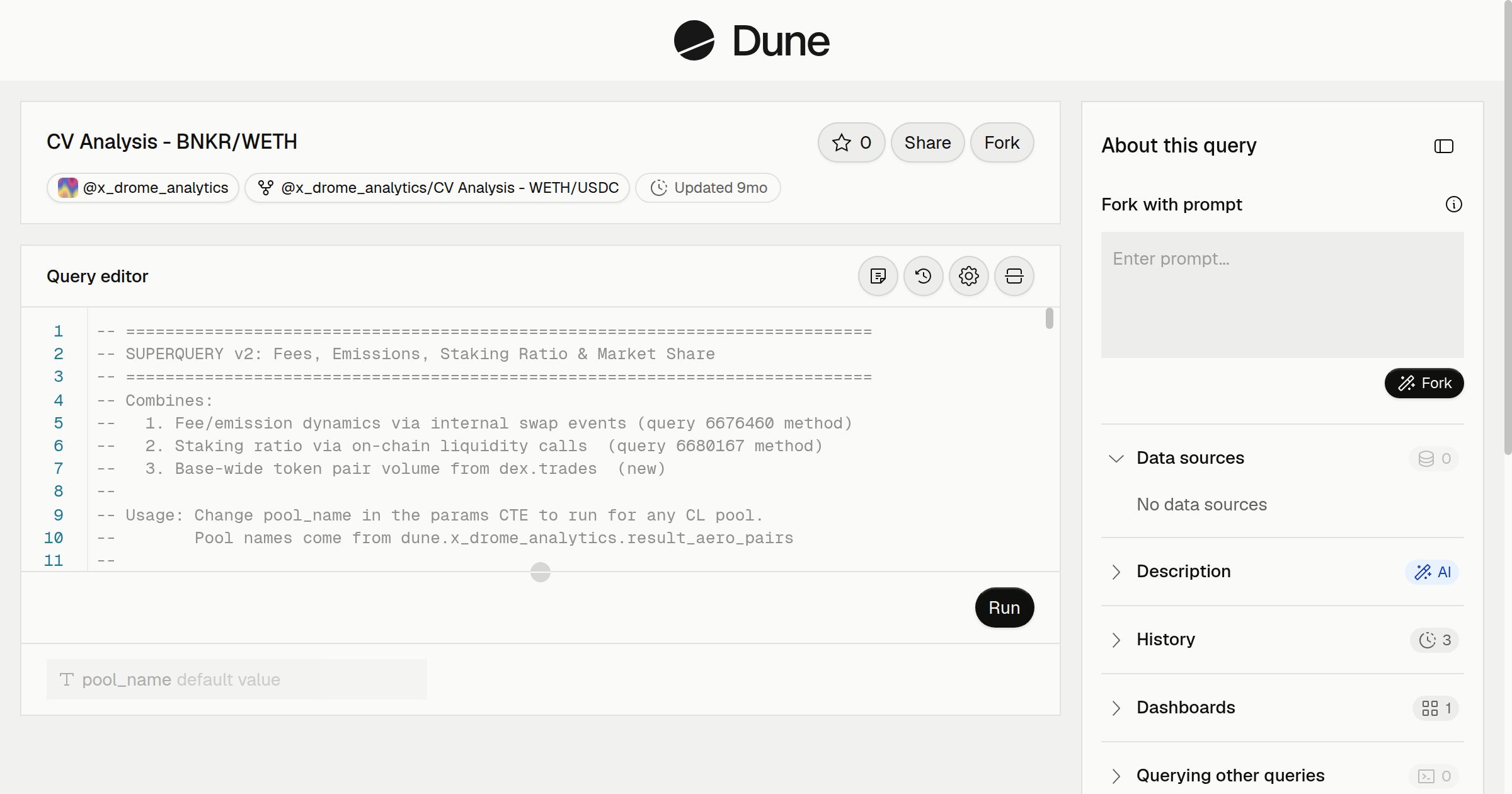 CV Analysis - BNKR/WETH | Dune