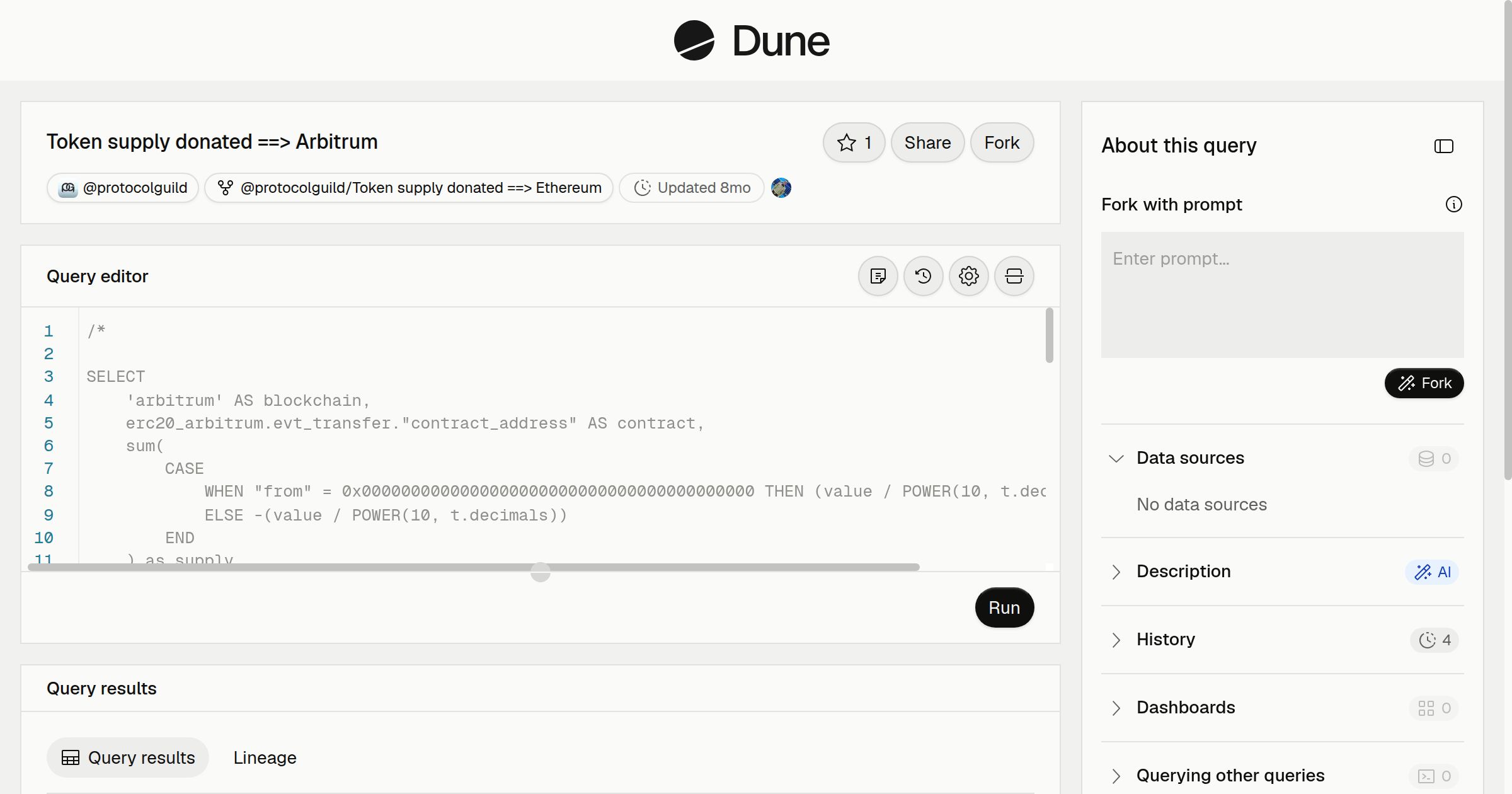 Token supply donated ==> Arbitrum | Dune