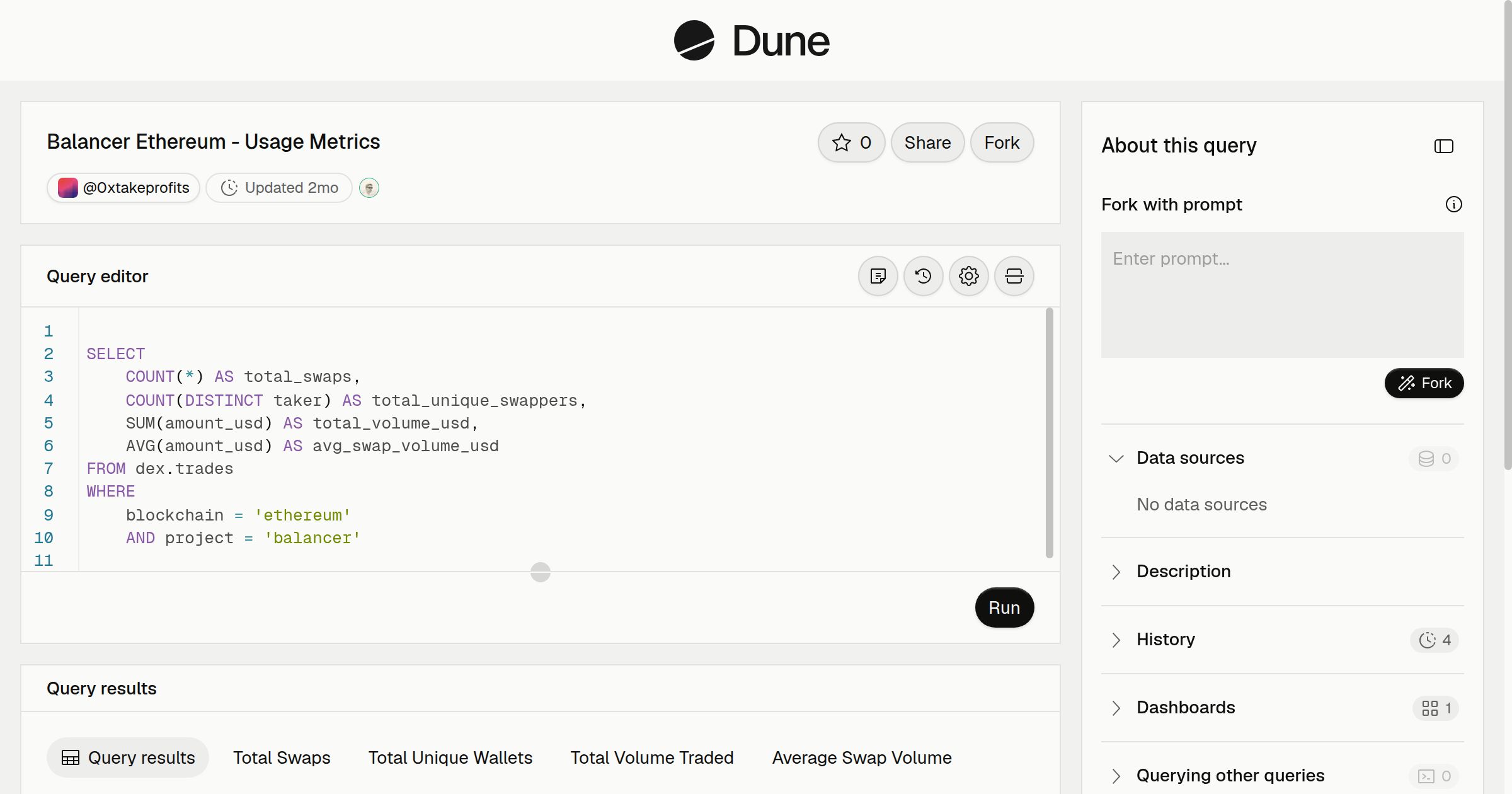 Balancer Ethereum - Usage Metrics | Dune