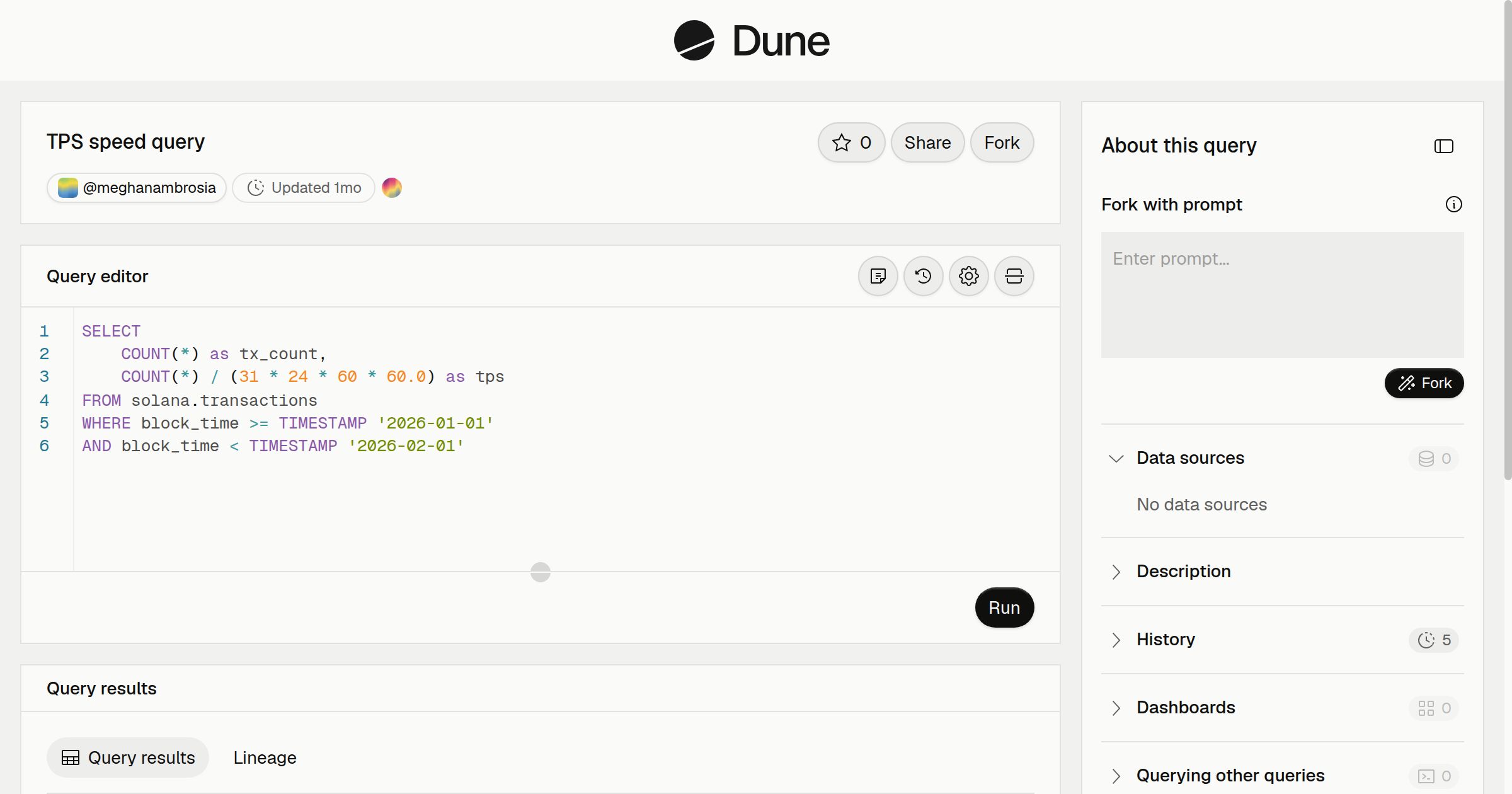 TPS speed query | Dune