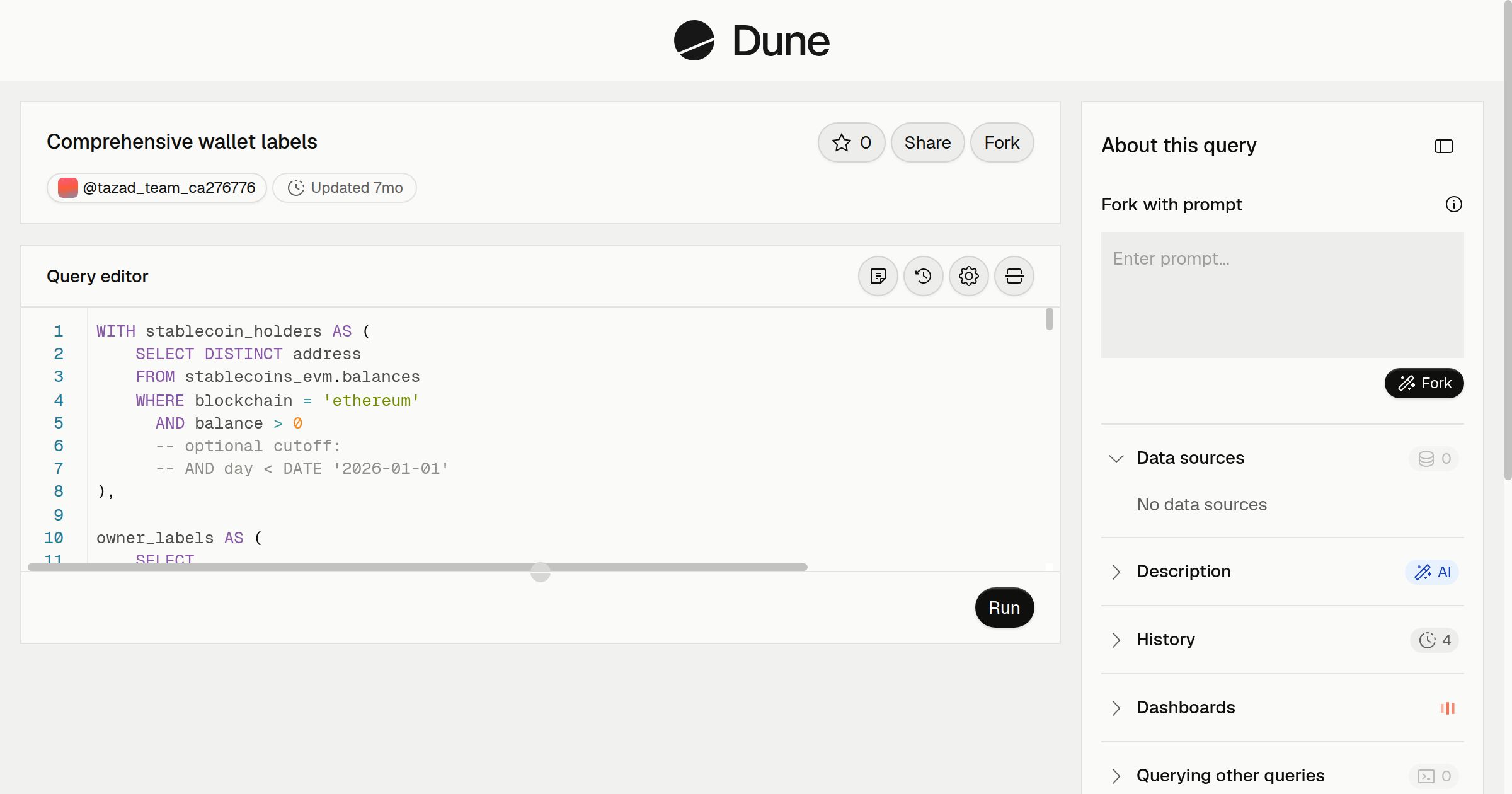 Comprehensive wallet labels | Dune