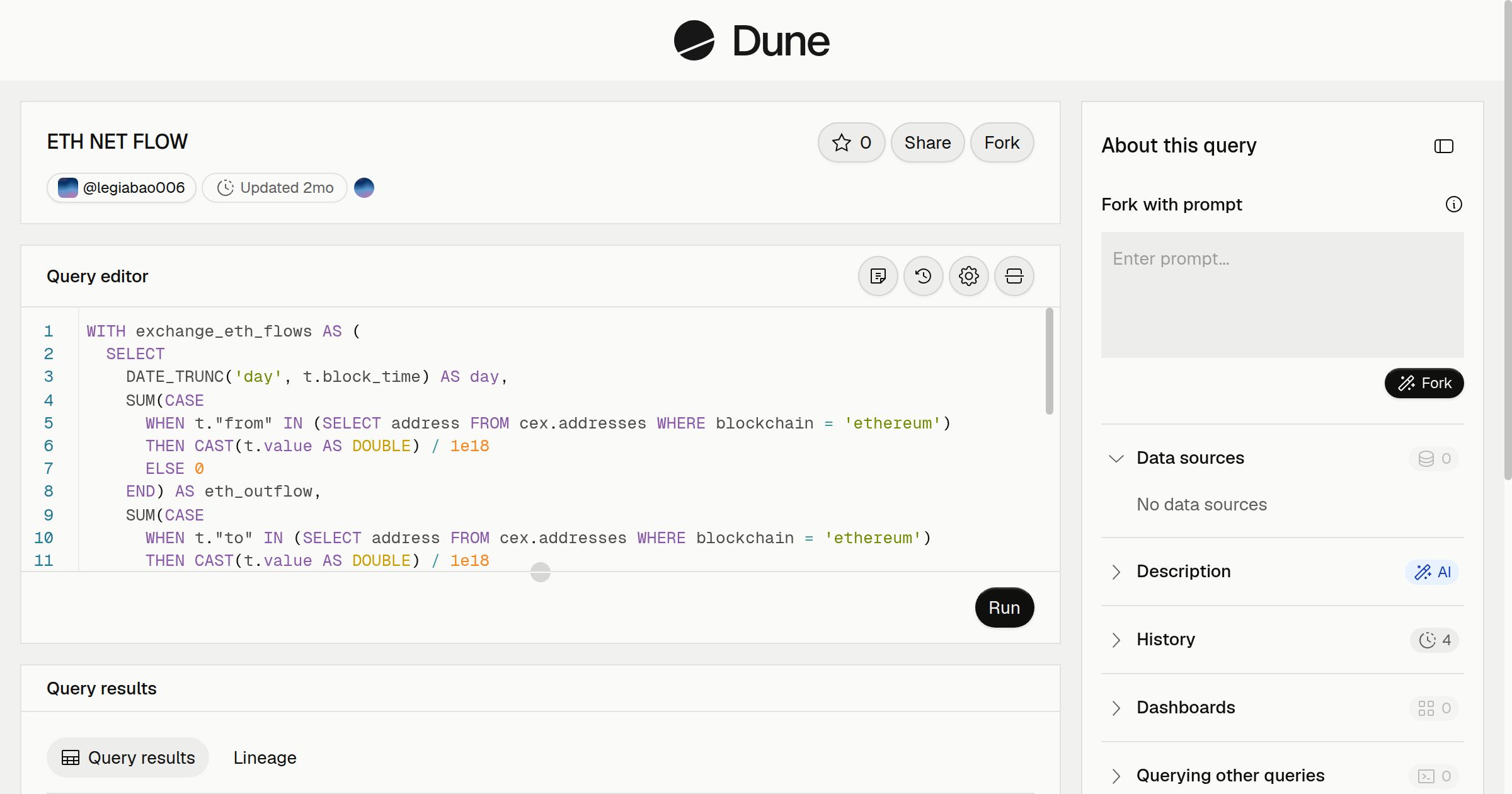 ETH NET FLOW | Dune