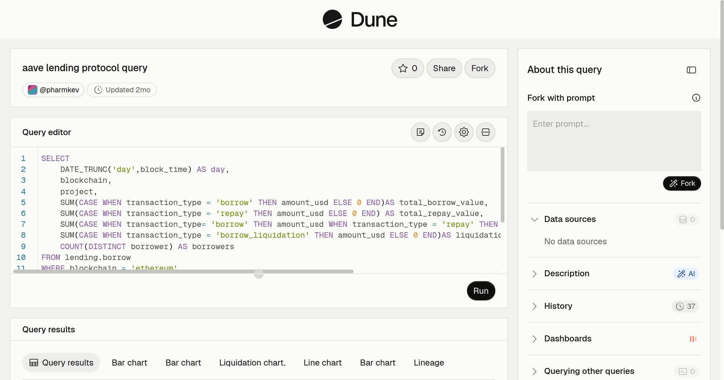 aave lending protocol query | Dune