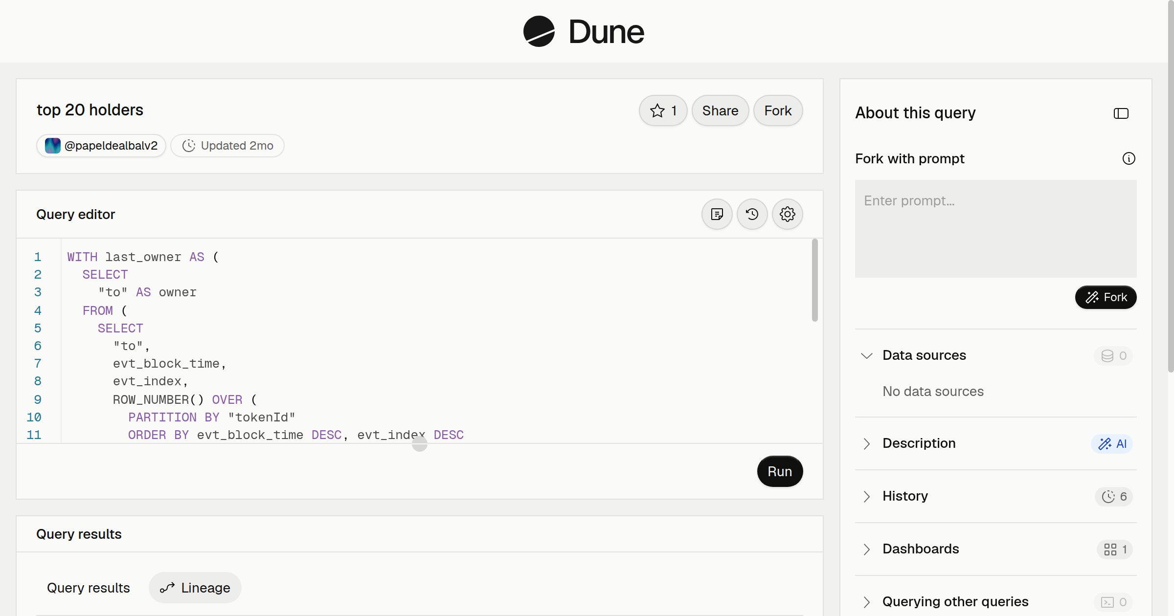 top 20 holders | Dune