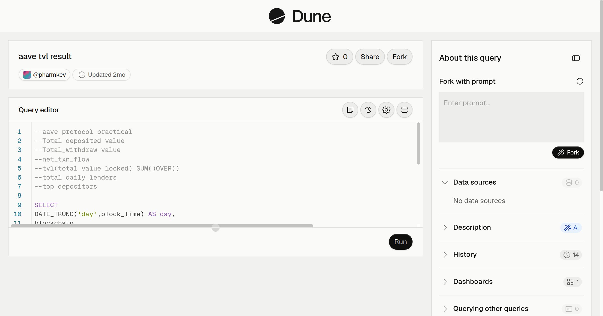 aave tvl result | Dune