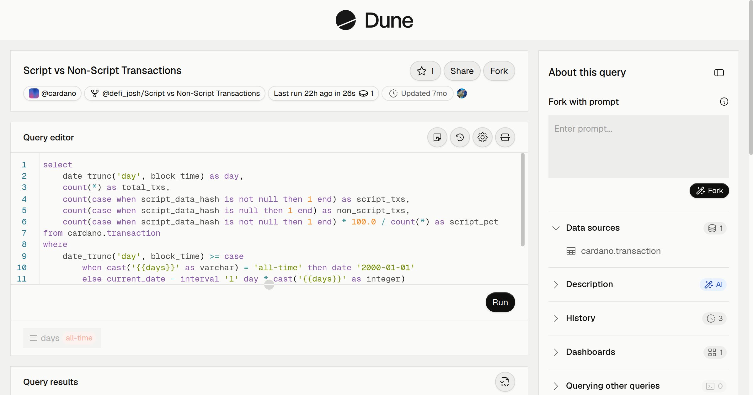 Script vs Non-Script Transactions | Dune