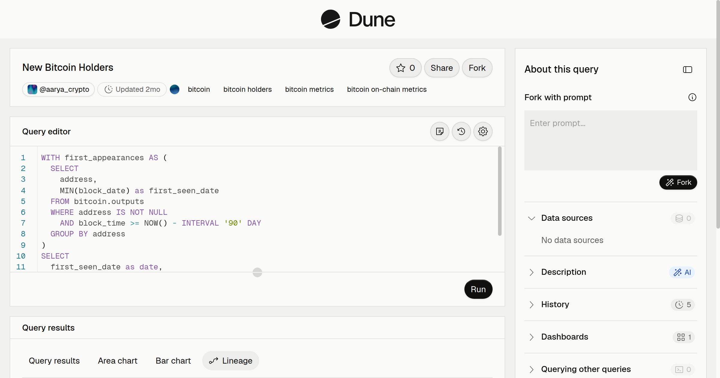 New Bitcoin Holders | Dune
