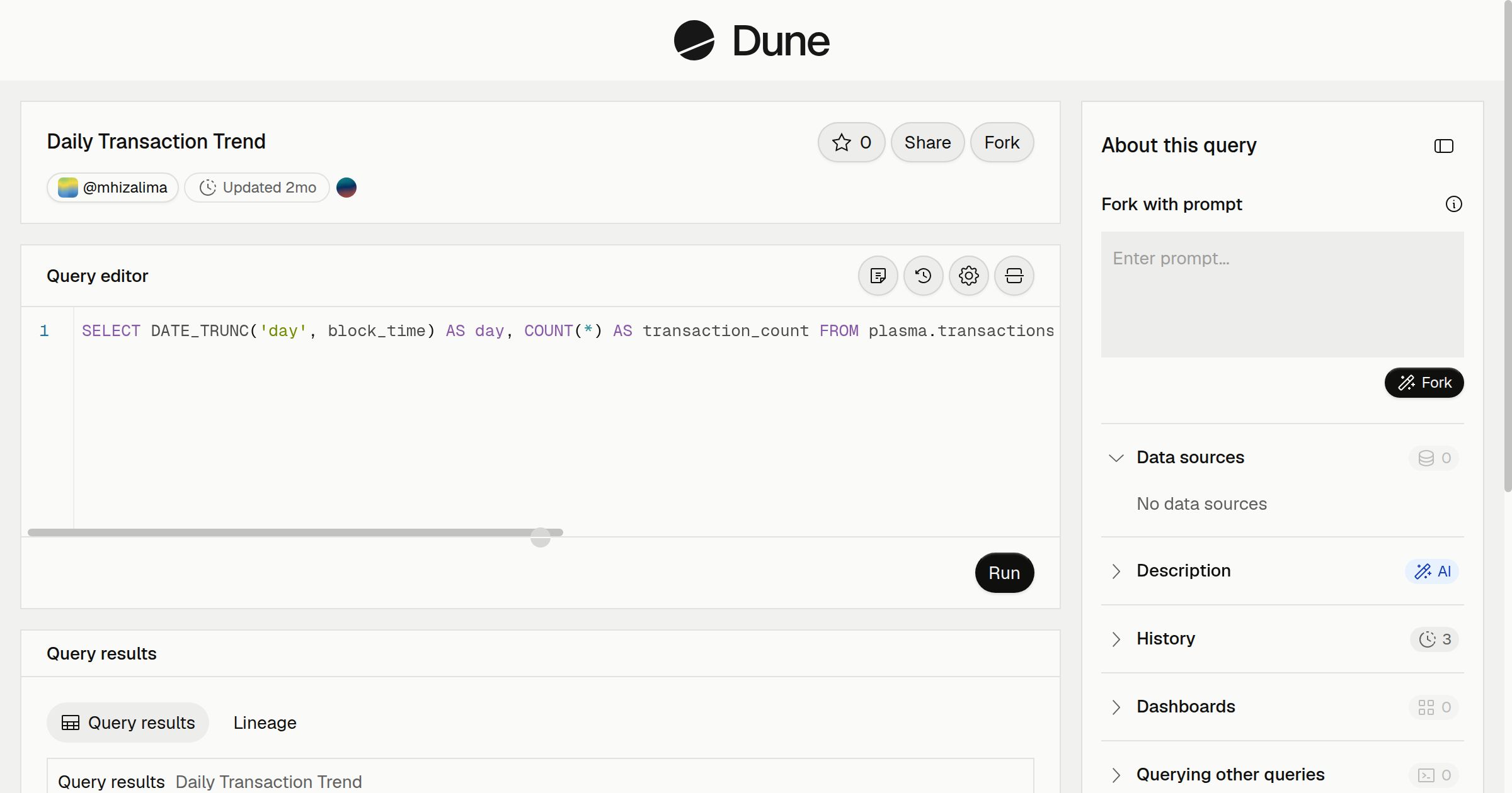 Daily Transaction Trend | Dune