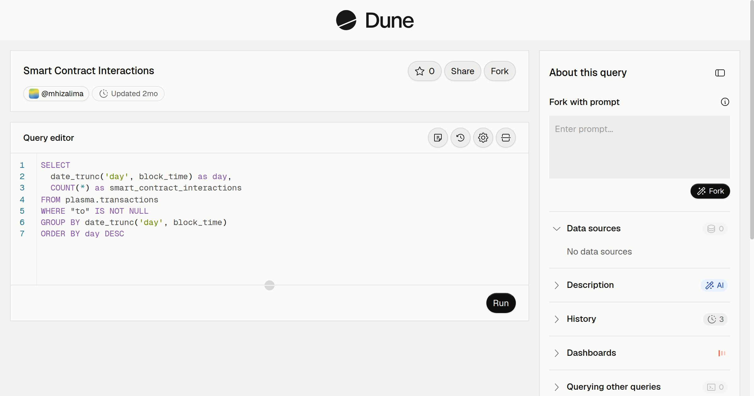 Smart Contract Interactions | Dune