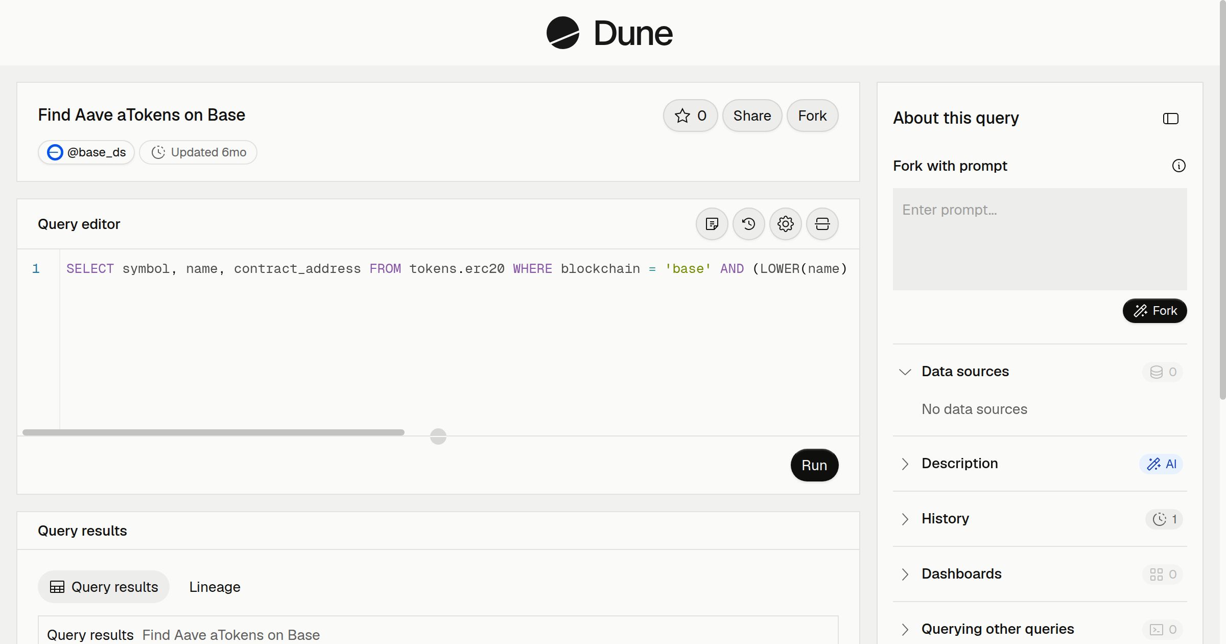 Find Aave aTokens on Base | Dune