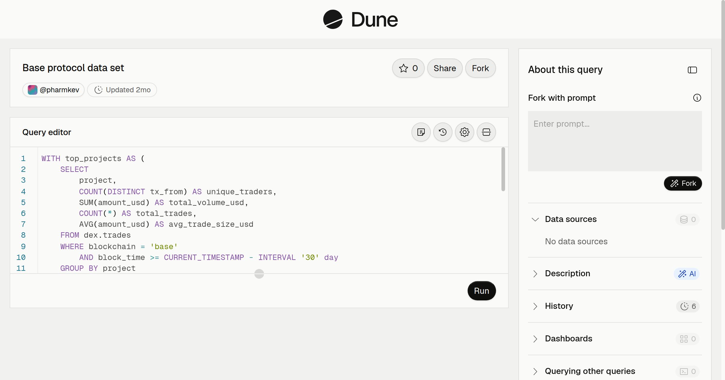 Base protocol data set | Dune