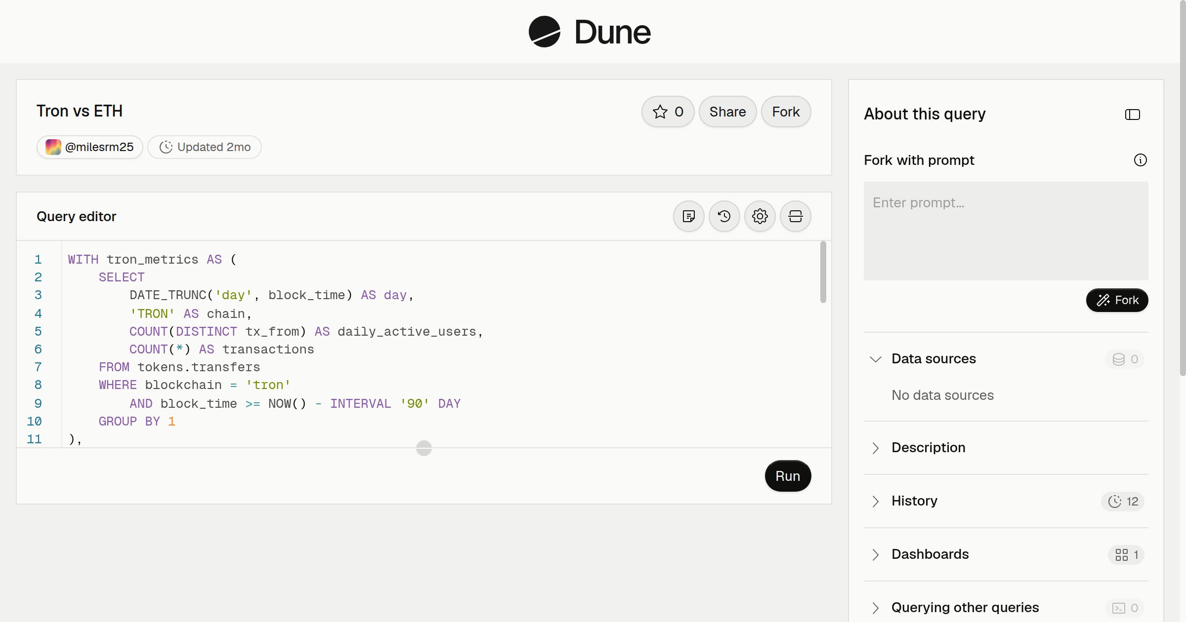 Tron vs ETH | Dune
