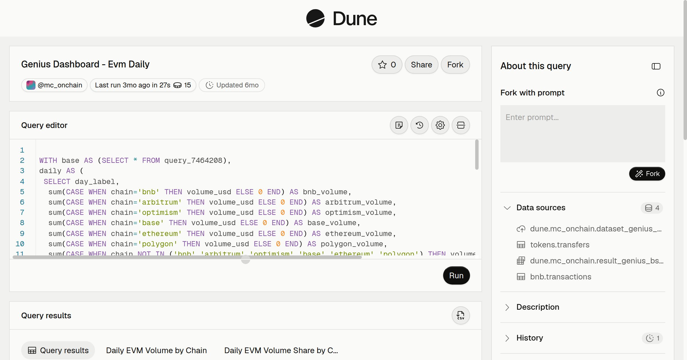 Genius Dashboard - Evm Daily | Dune