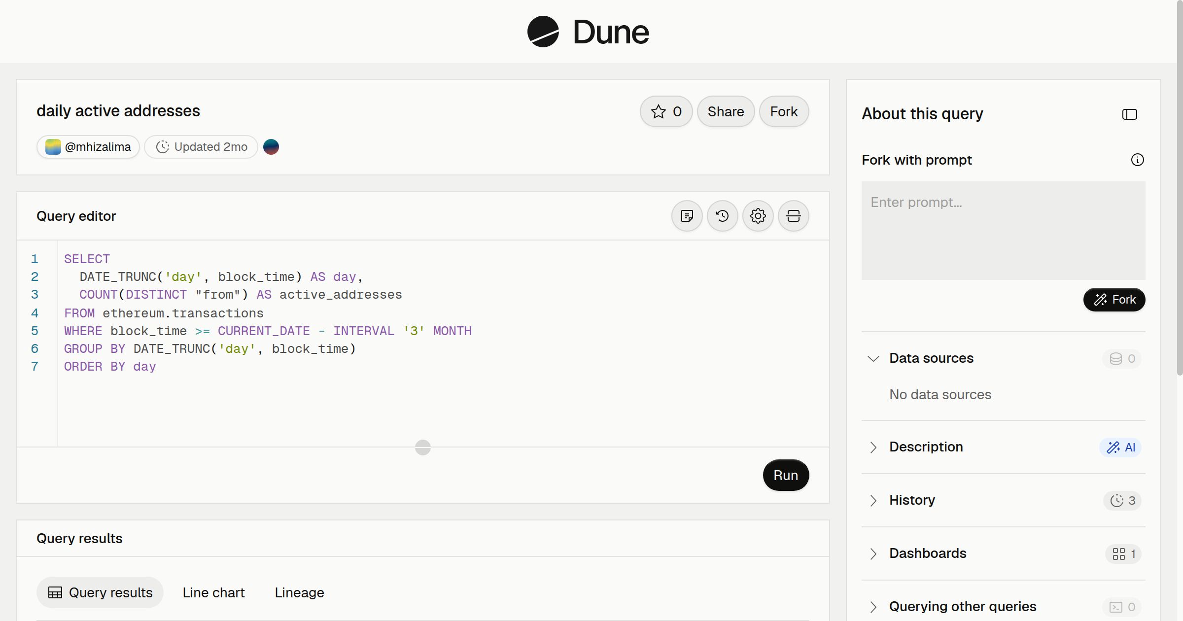 daily active addresses | Dune