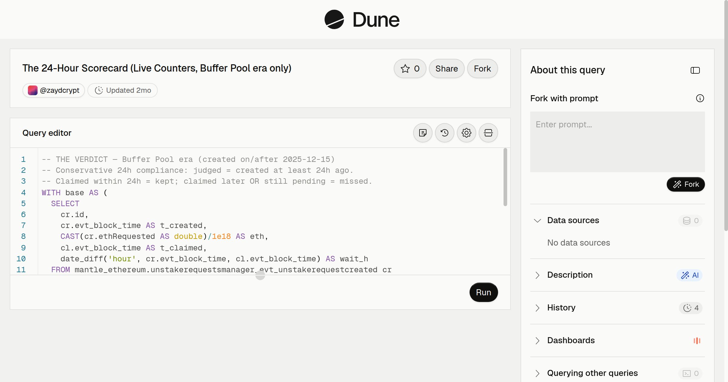The 24-Hour Scorecard (Live Counters, Buffer Pool era only) | Dune
