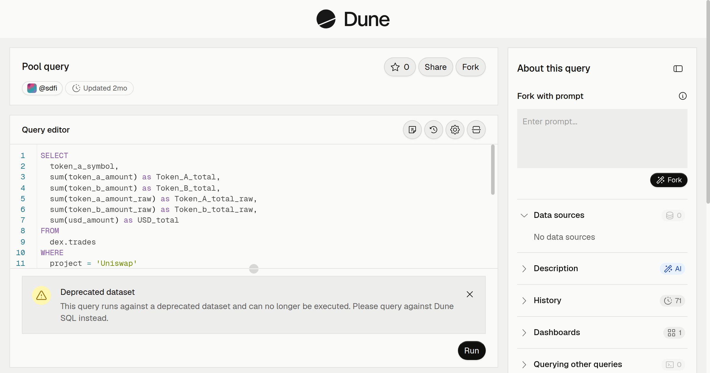Pool query | Dune