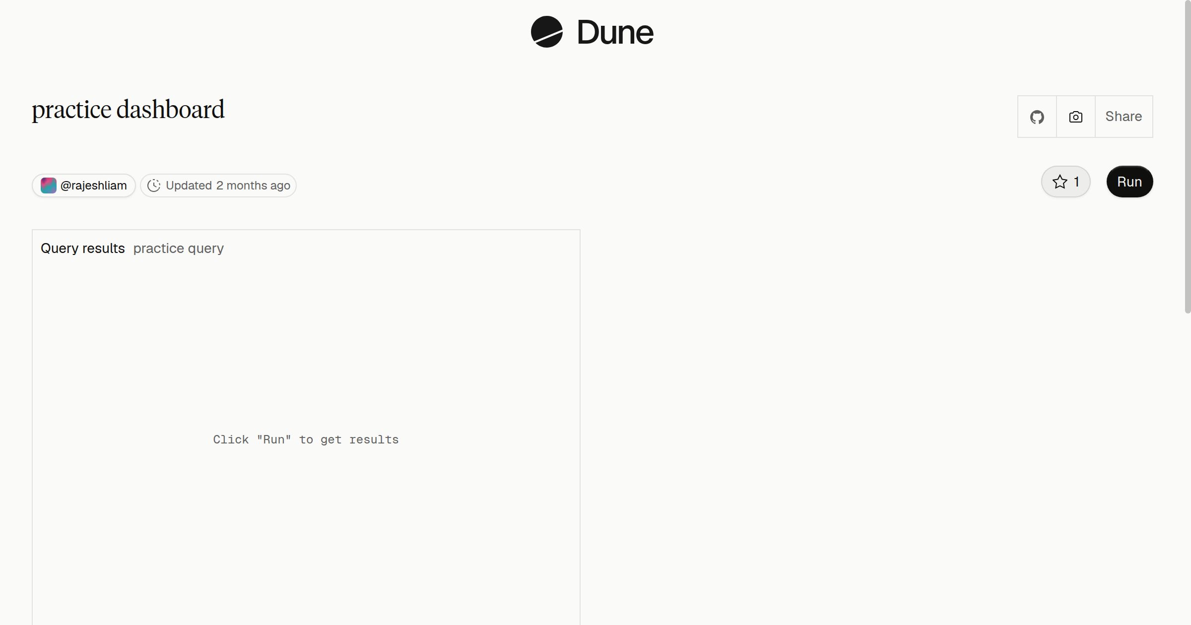 practice dashboard | Dune