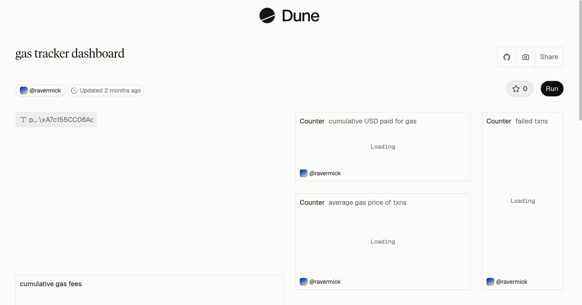 gas tracker dashboard | Dune