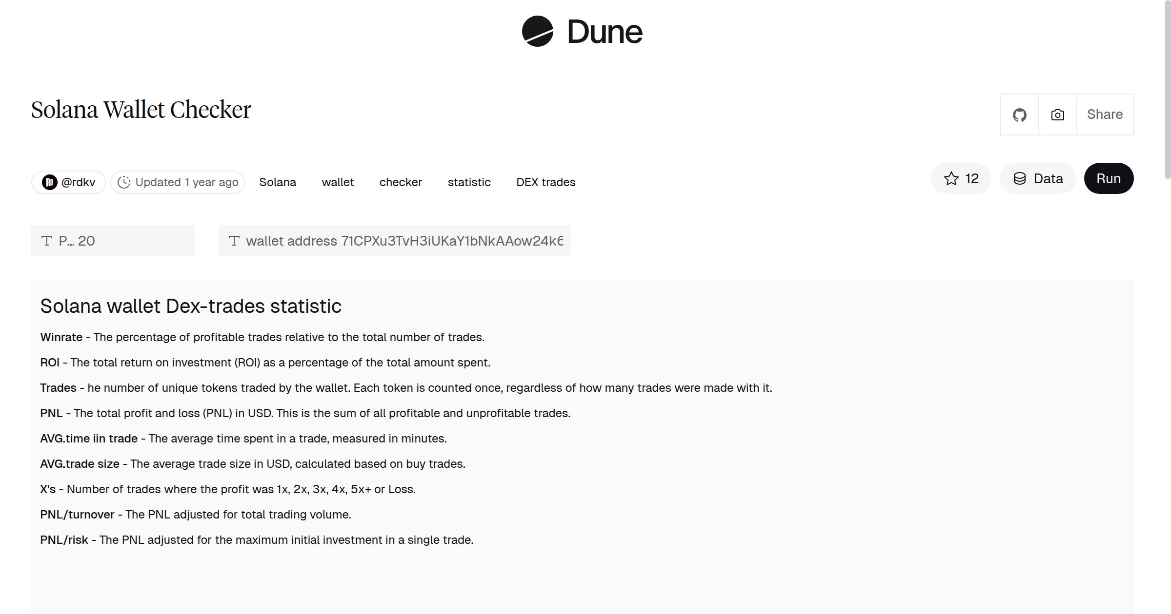 Solana Wallet Checker | Dune