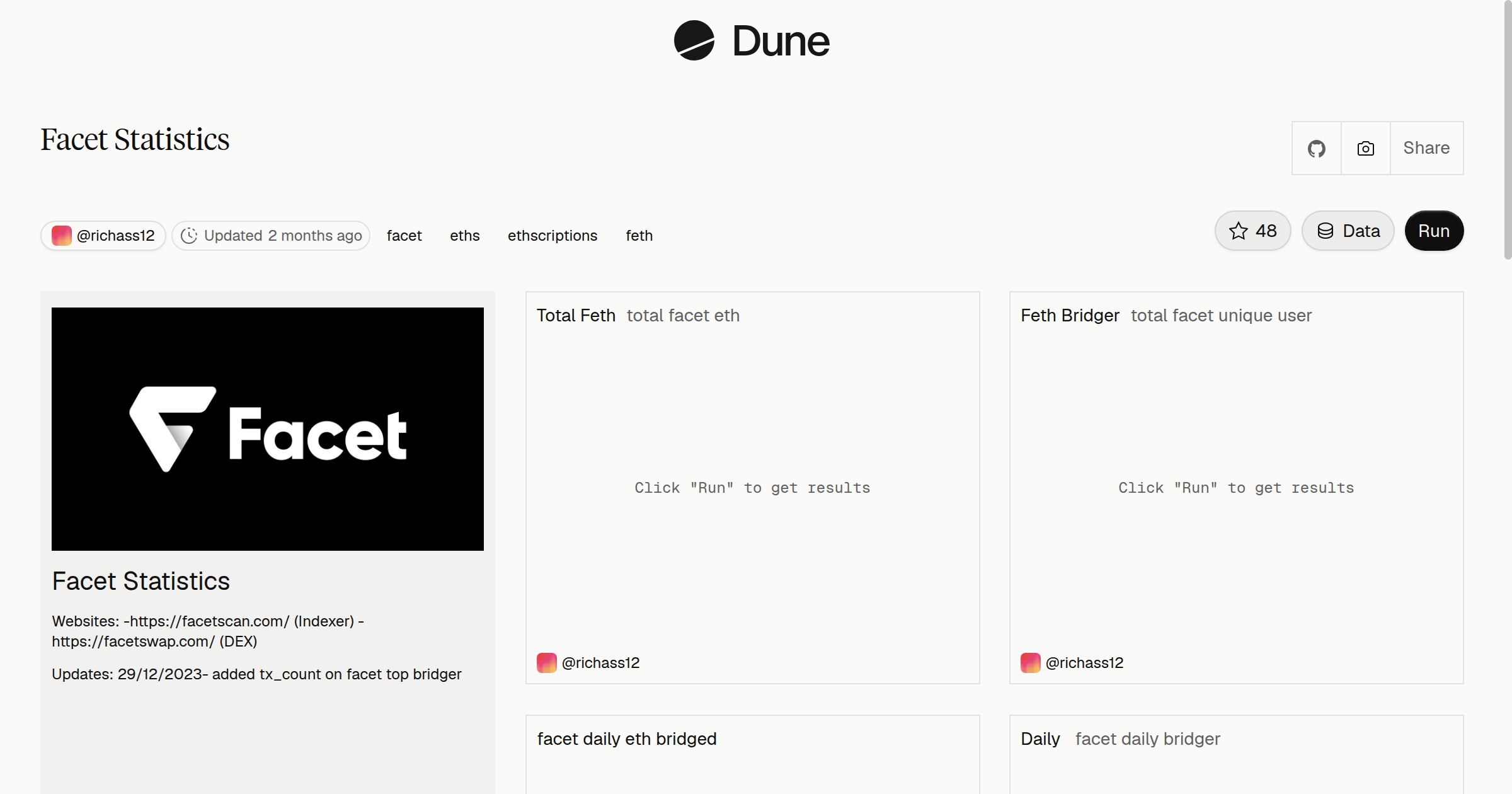 Facet Statistics | Dune