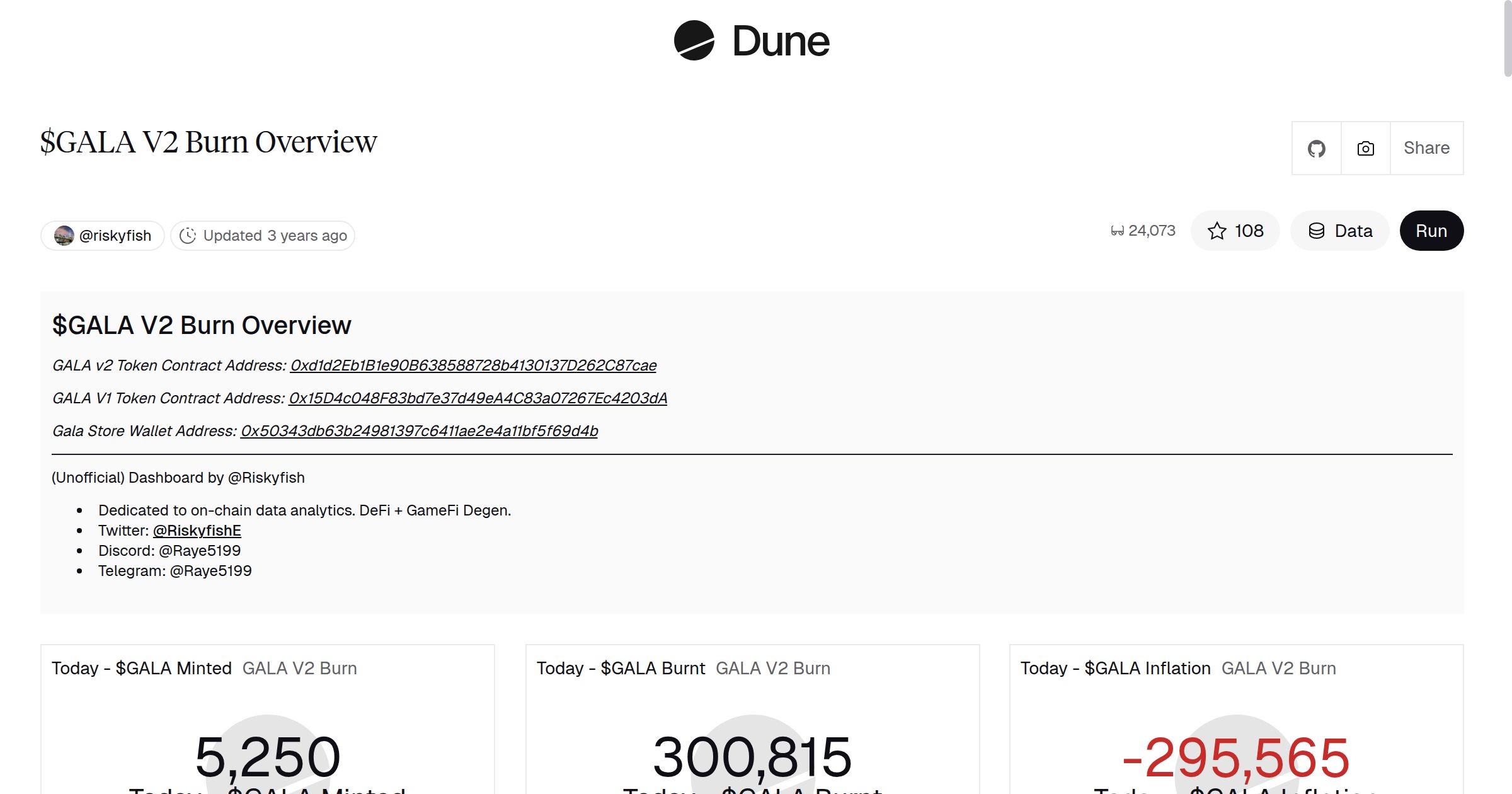 GALA V2 Burn Overview | Dune