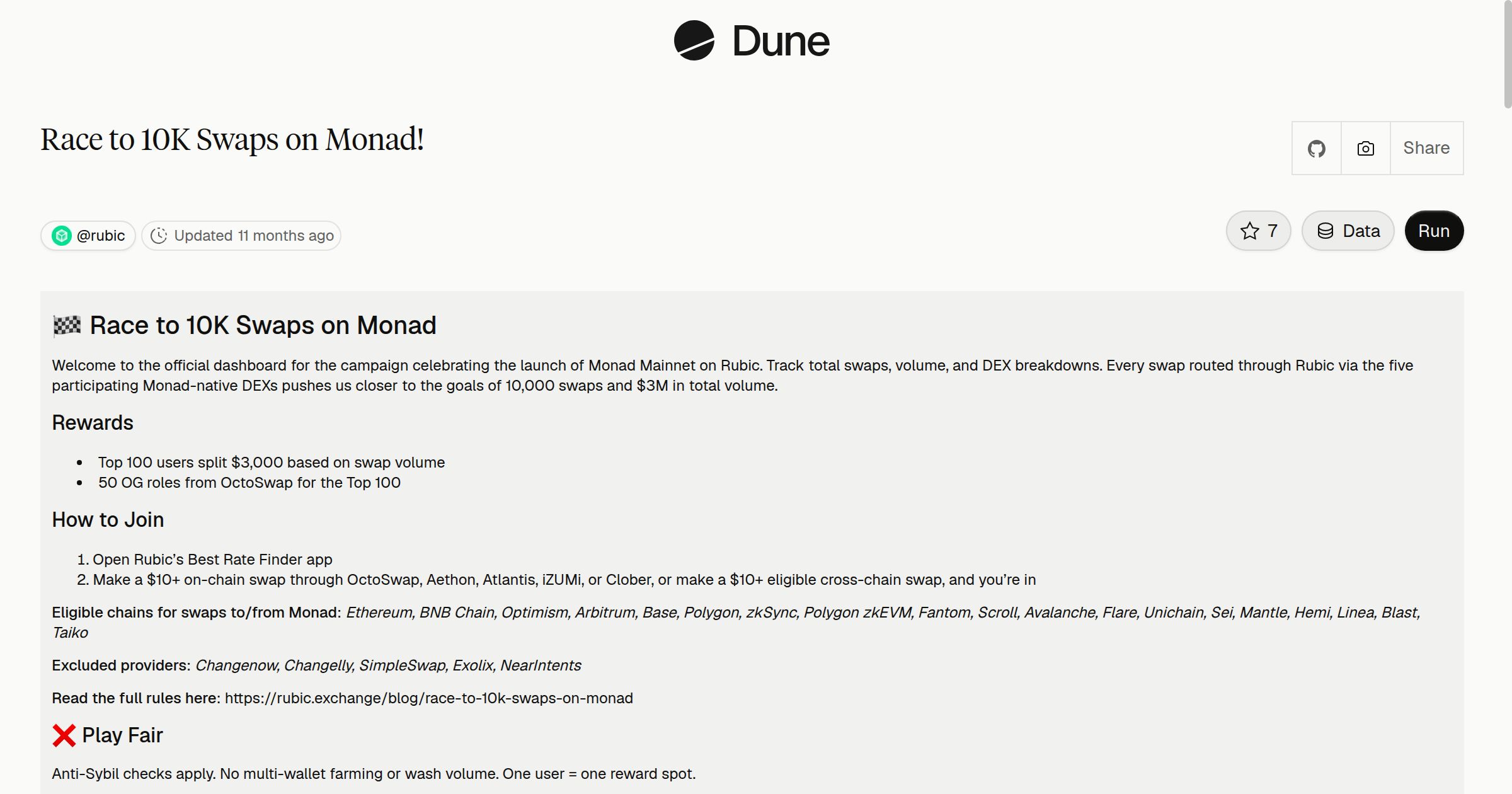 Race to 10K Swaps on Monad! | Dune