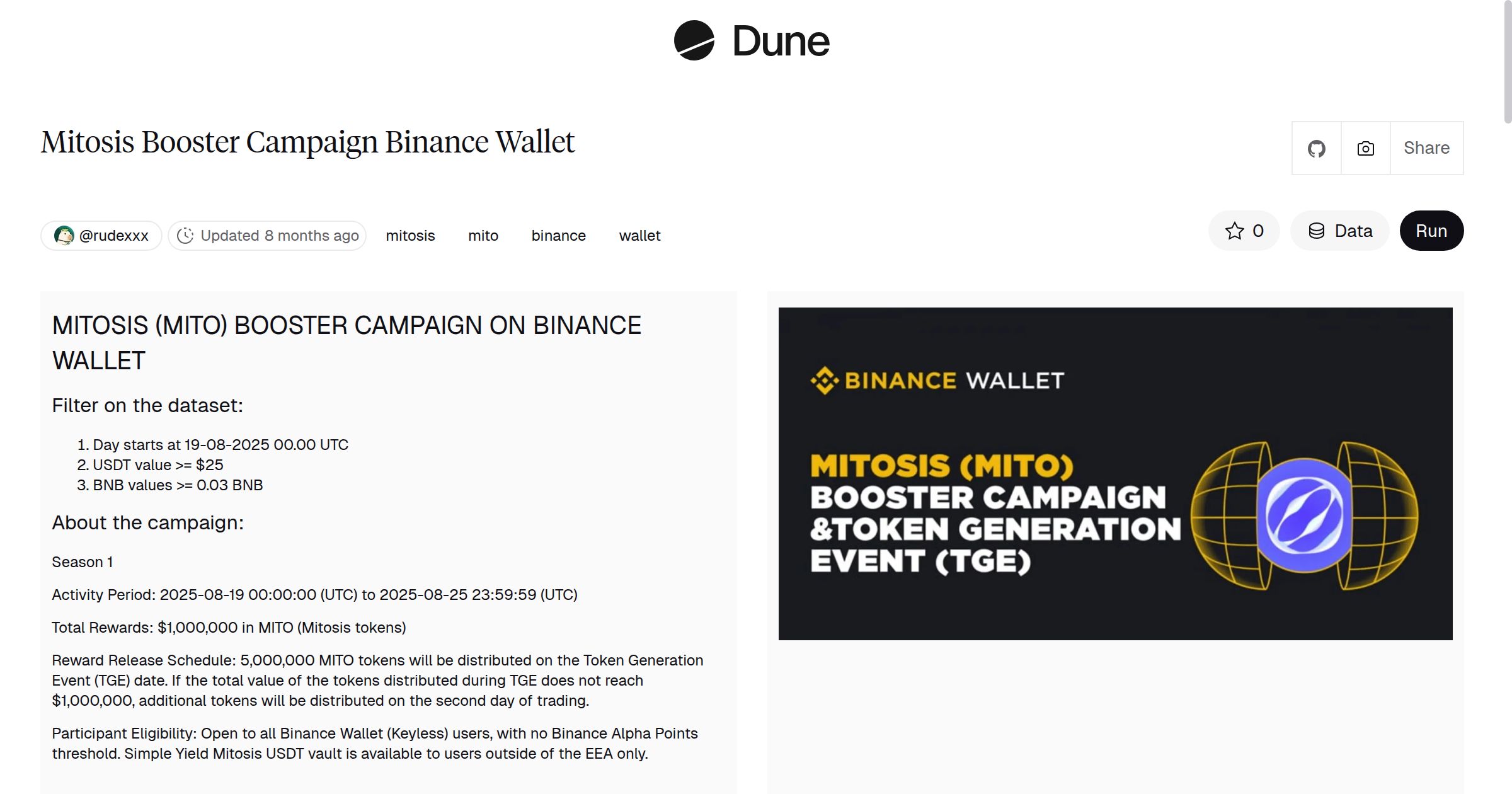 Mitosis Booster Campaign Binance Wallet
