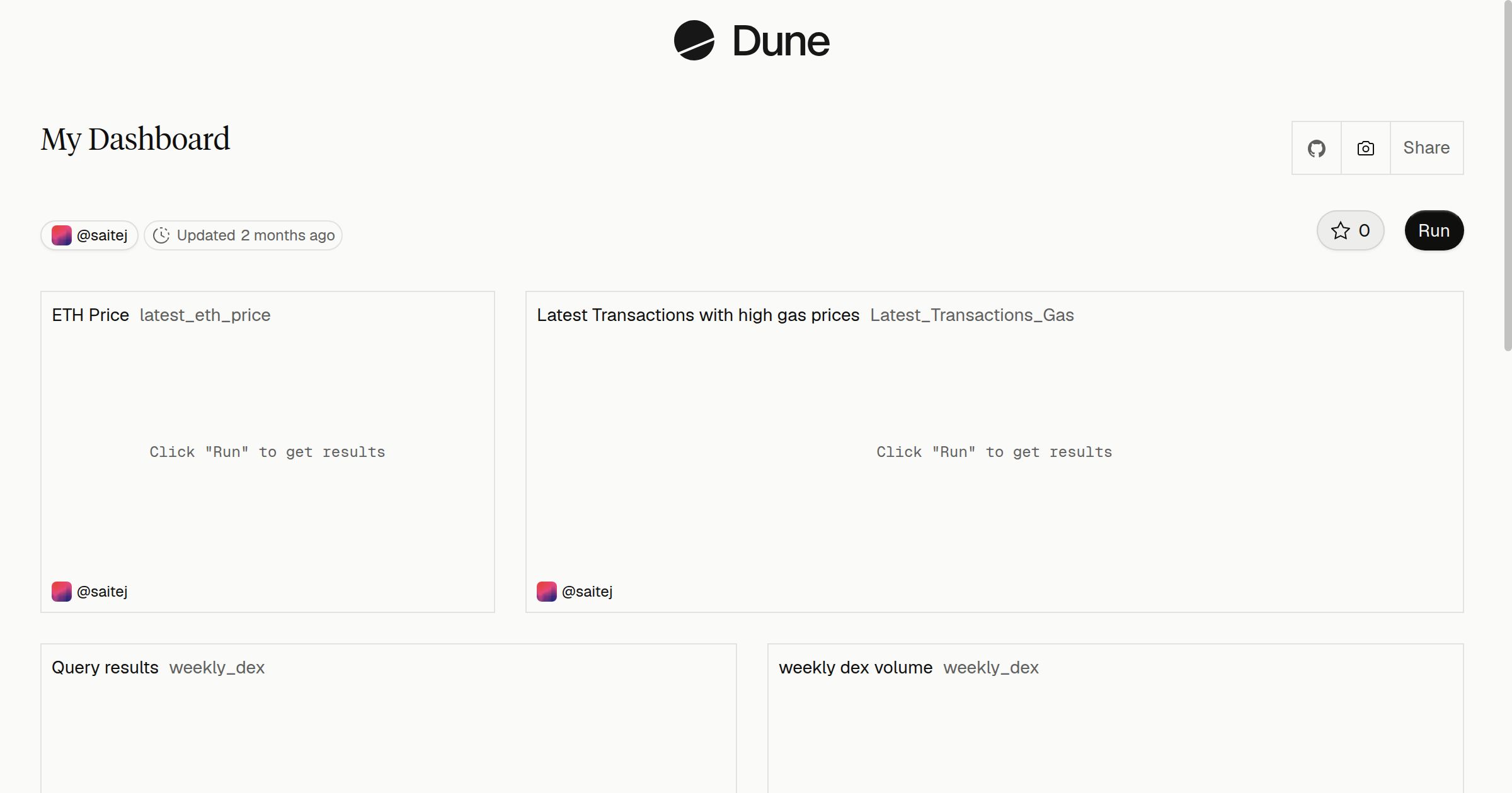 My Dashboard | Dune