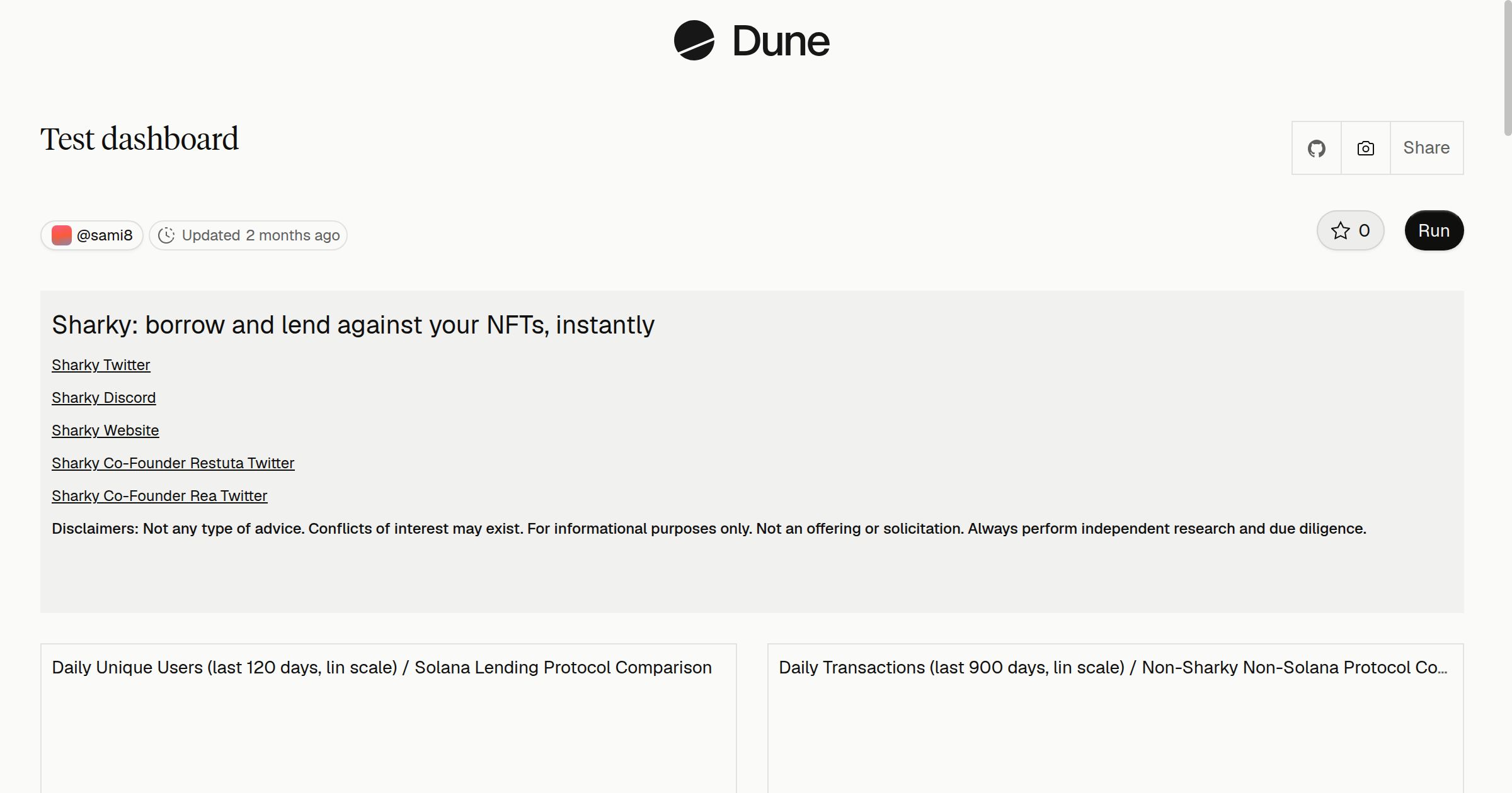 Test dashboard | Dune
