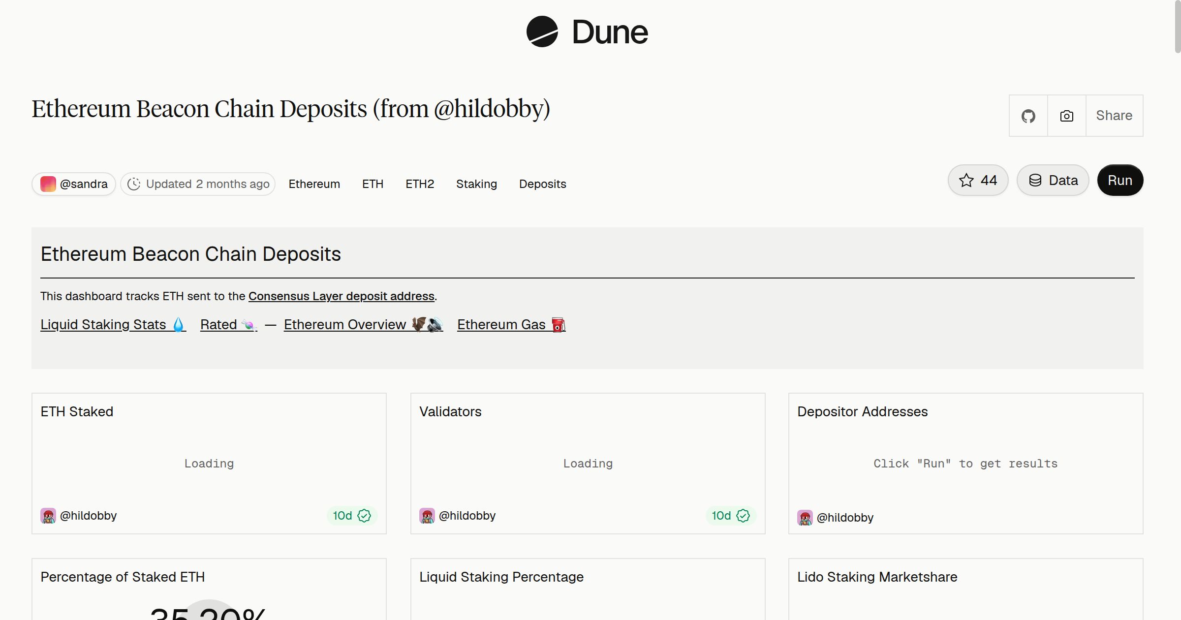 Ethereum Beacon Chain Deposits (from @hildobby) | Dune