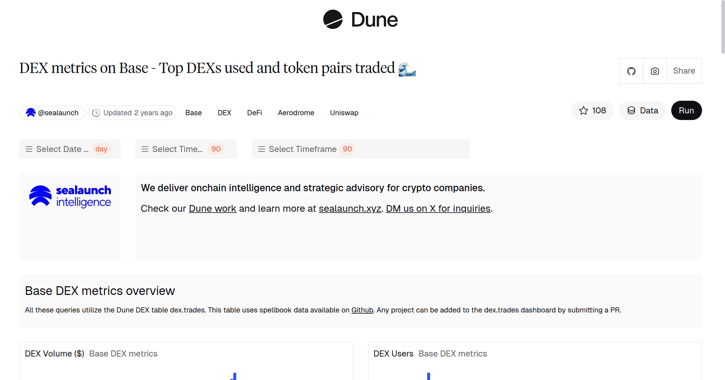 DEX metrics on Base - Top DEXs used and token pairs traded 🌊 | Dune