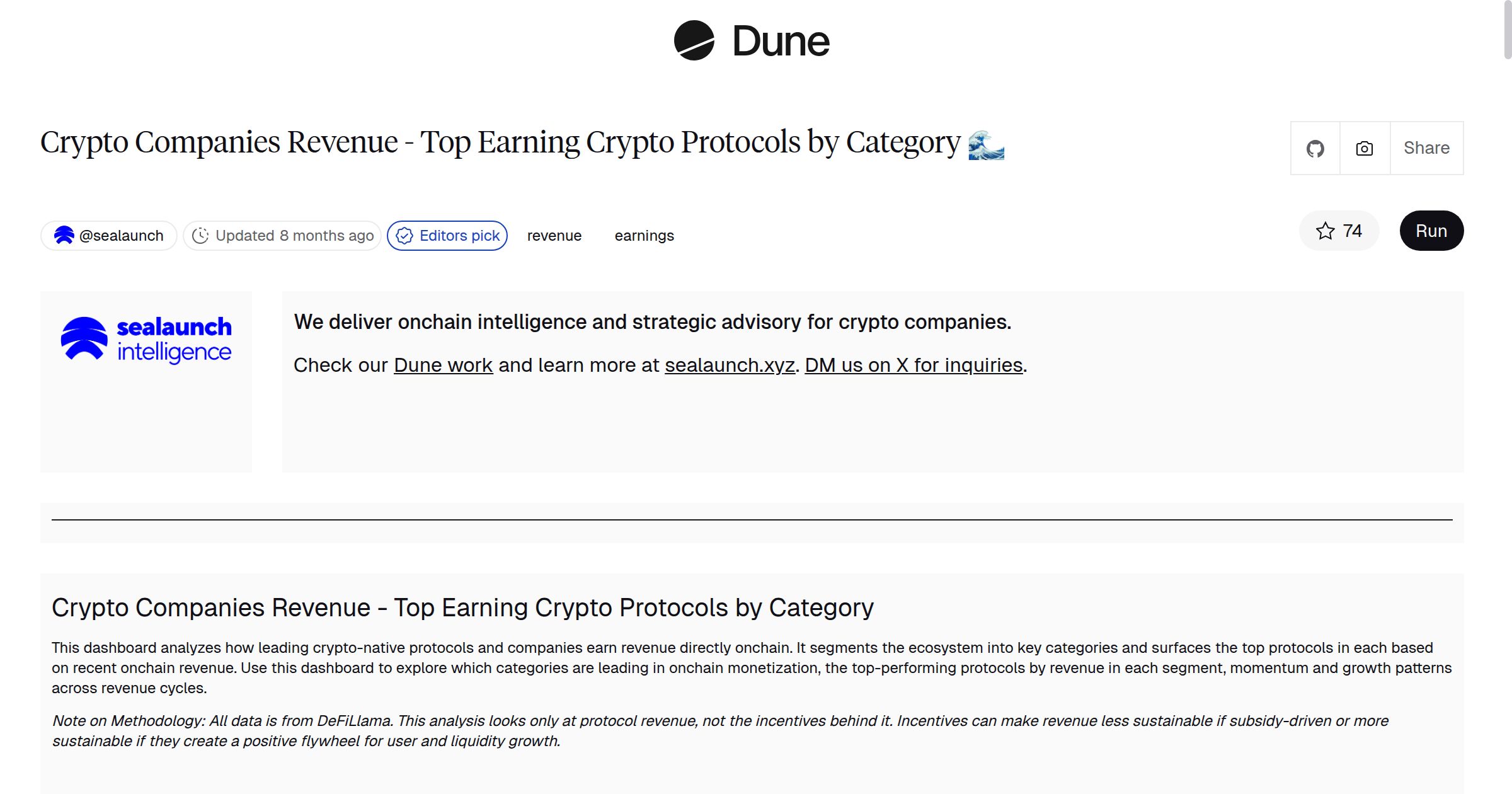 Crypto Companies Revenue - Top Earning Crypto Protocols by Category 🌊 |  Dune
