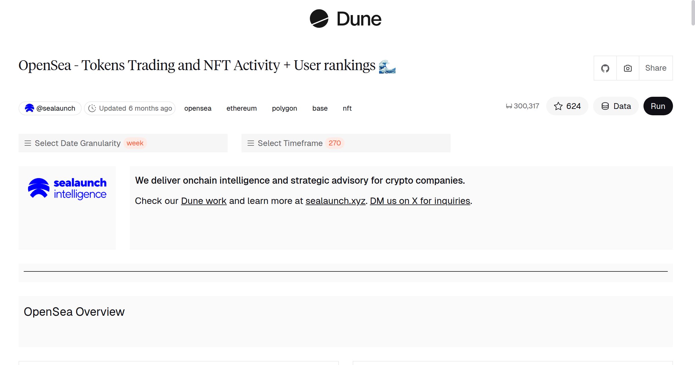 OpenSea - Tokens Trading and NFT Activity + User rankings 🌊 | Dune