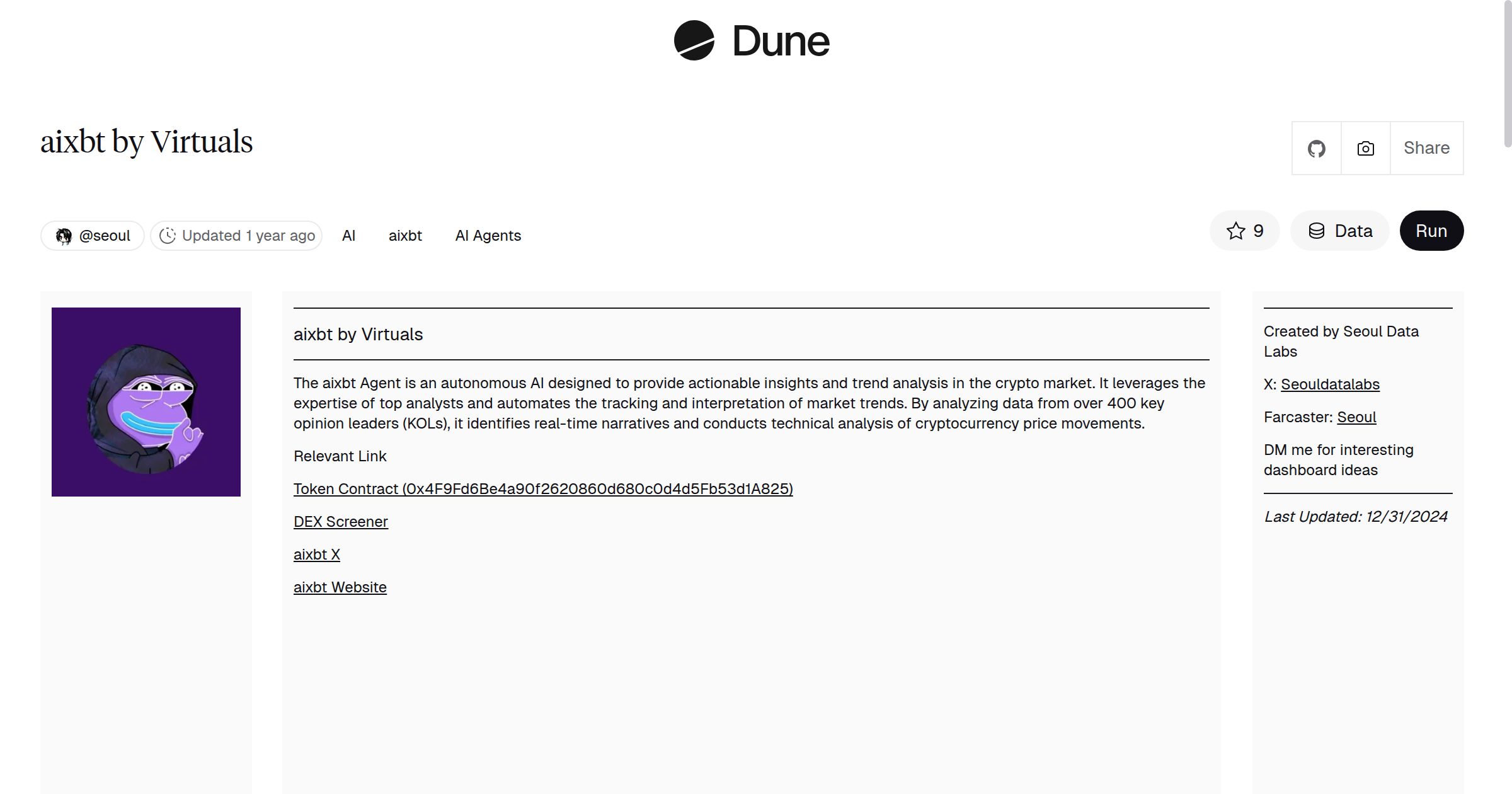 aixbt by Virtuals | Dune