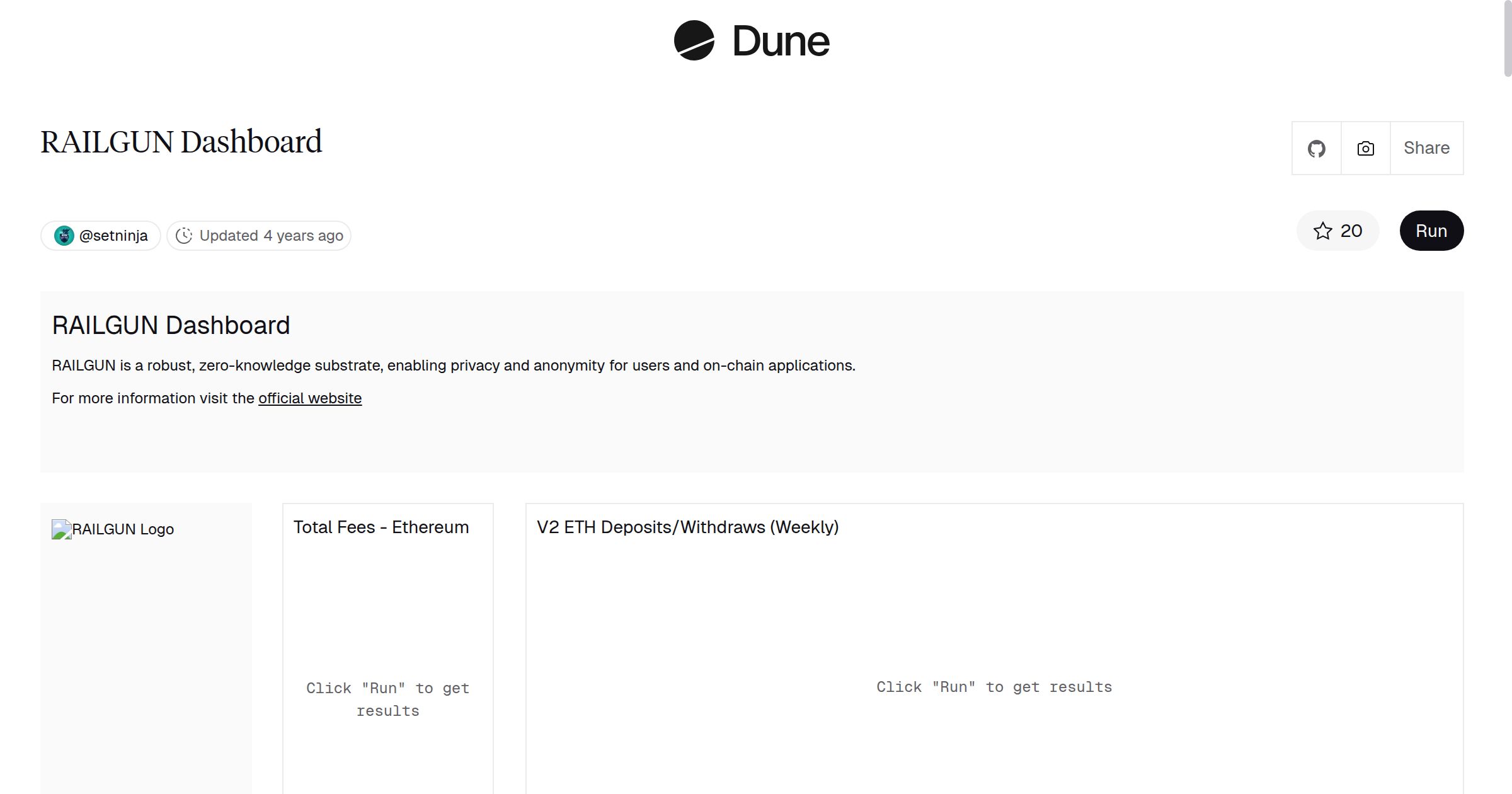 RAILGUN Dashboard | Dune
